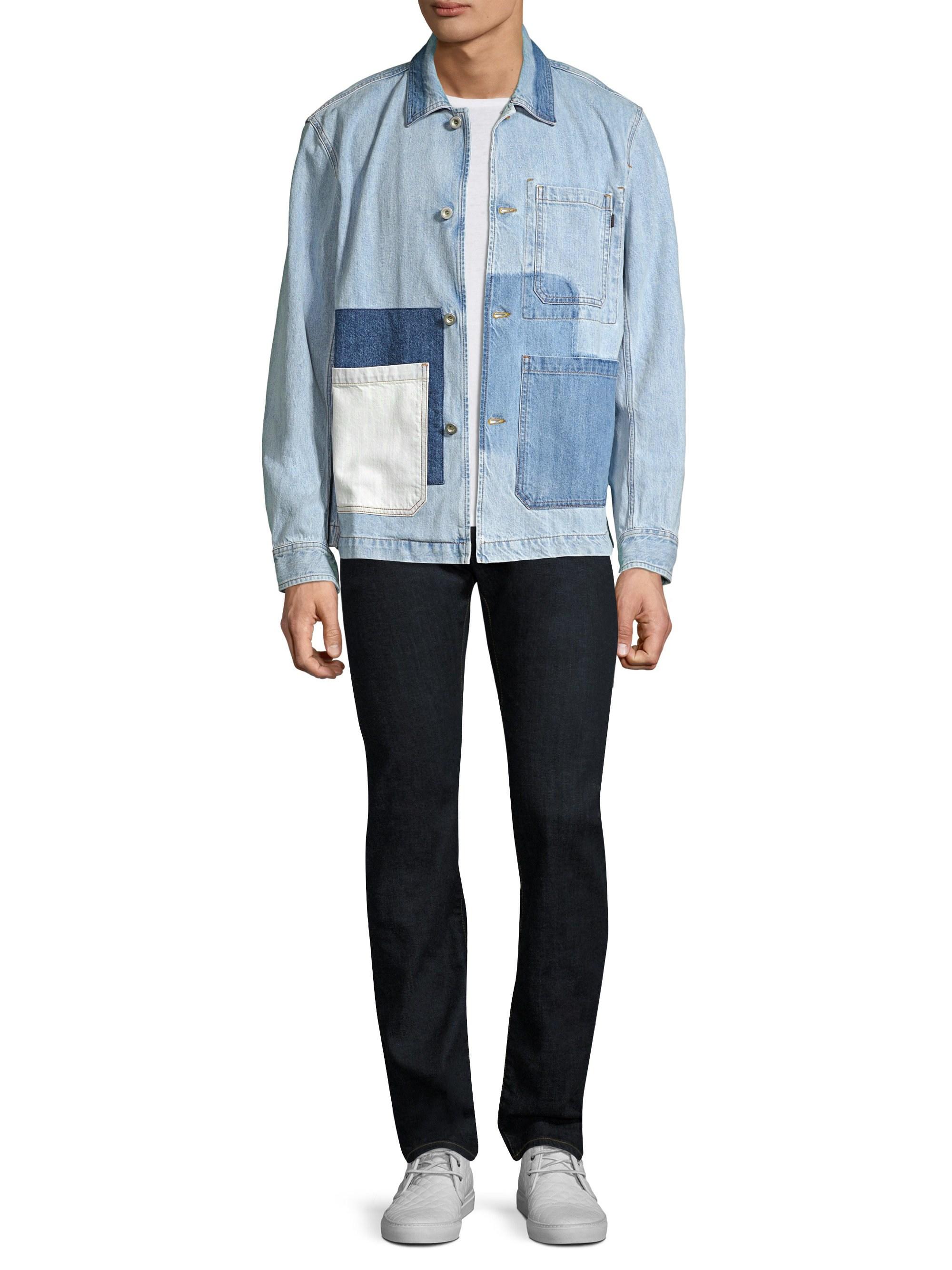 patchwork denim jacket mens