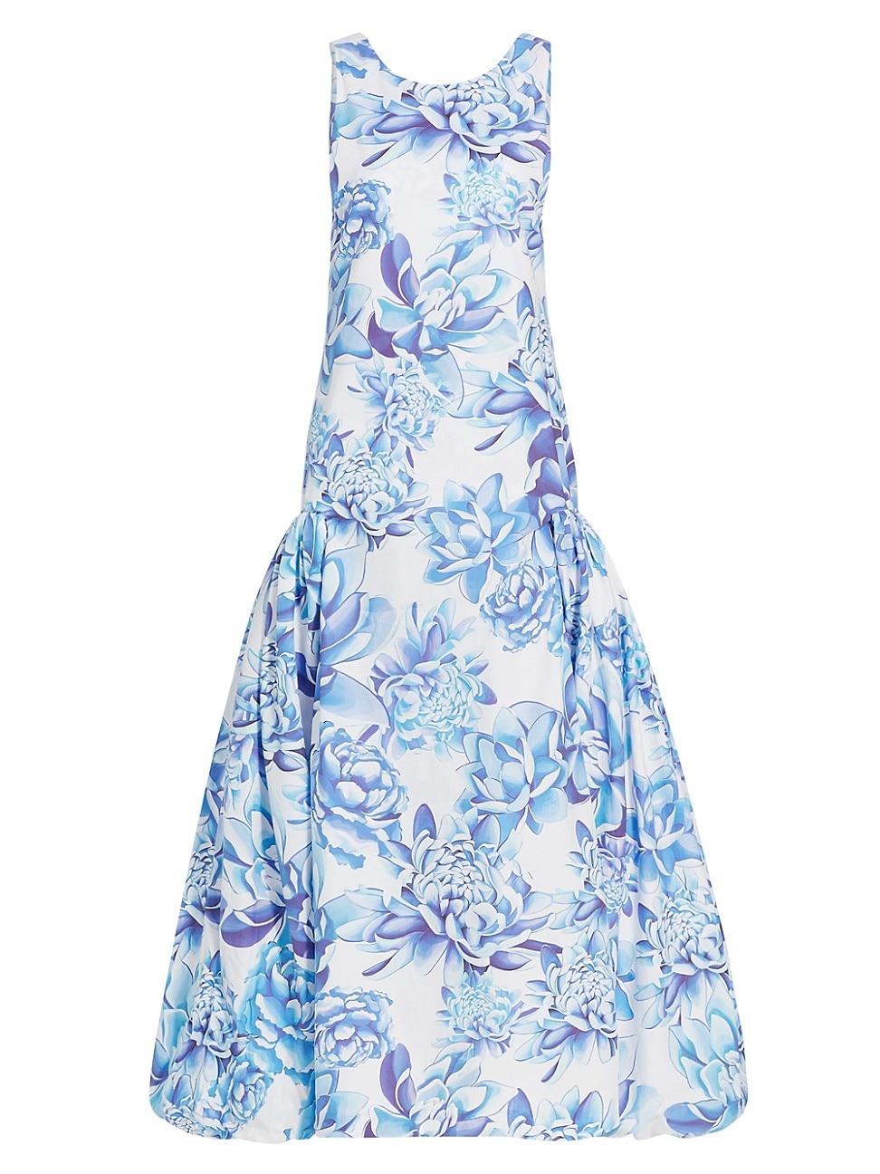 Kika Vargas Saina Floral Floor-length Dress in Blue | Lyst