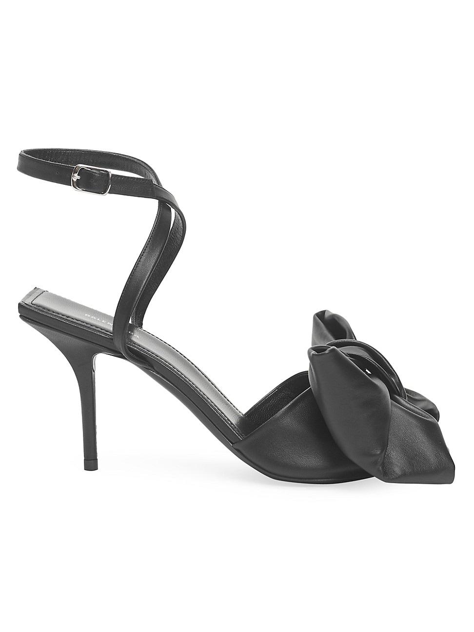 Balenciaga Bow Leather Sandal in Black 