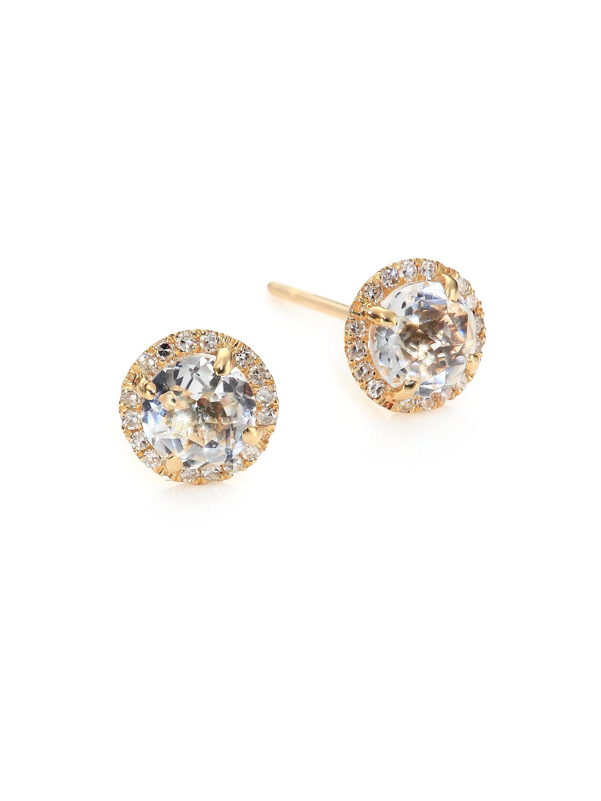 Lyst Ef Collection Diamond White Topaz 14k Yellow Gold Stud Ef Collection Women S Metallic Diamond White Topaz 14k Yellow Gold Stud Earrings