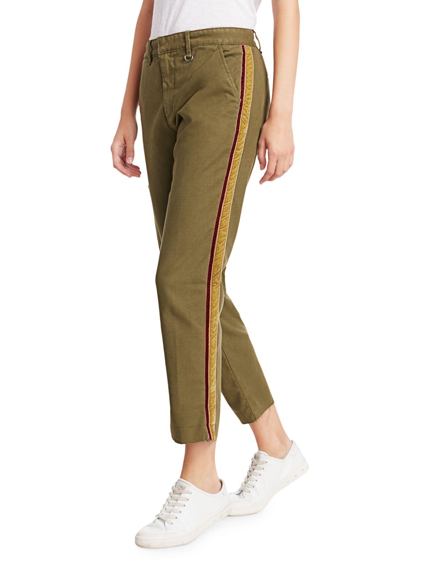 Joe's Jeans Velvet Side-stripe Ankle Trousers in Dark Olive (Green) - Lyst