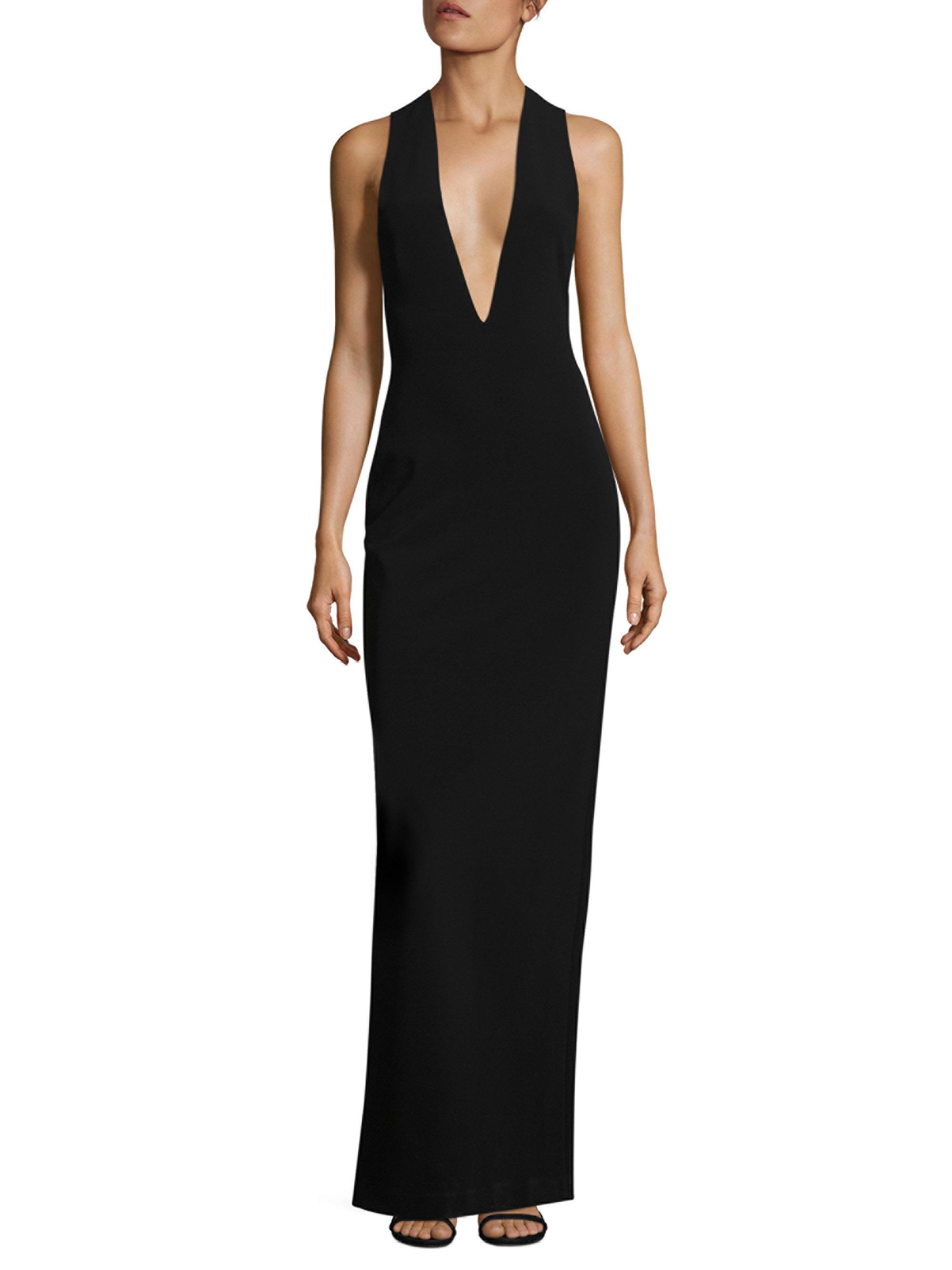 black v neck gown