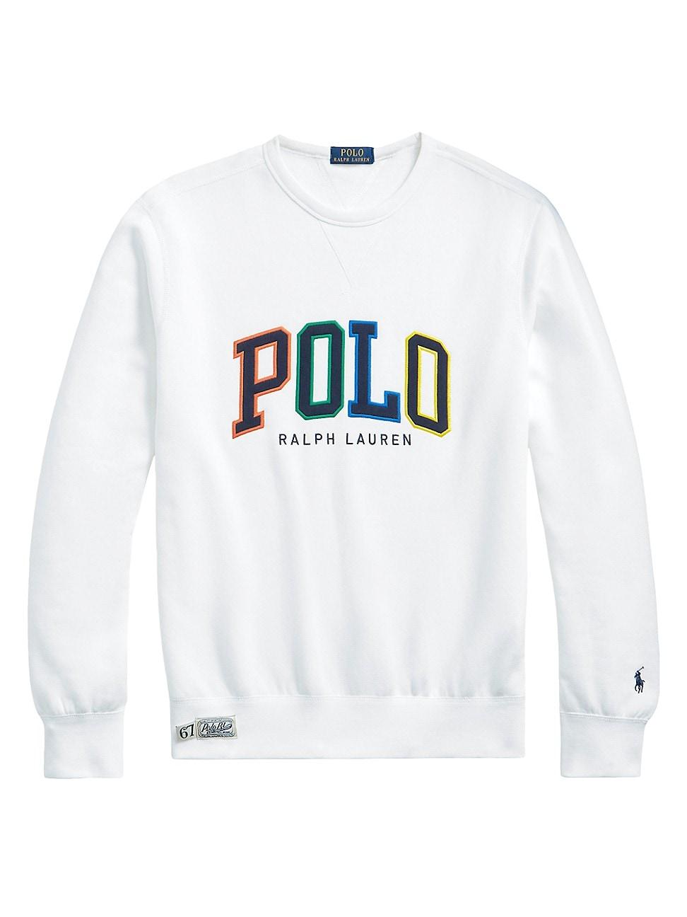 Polo Ralph Lauren Fleece Logo Crewneck Sweatshirt in White for Men | Lyst