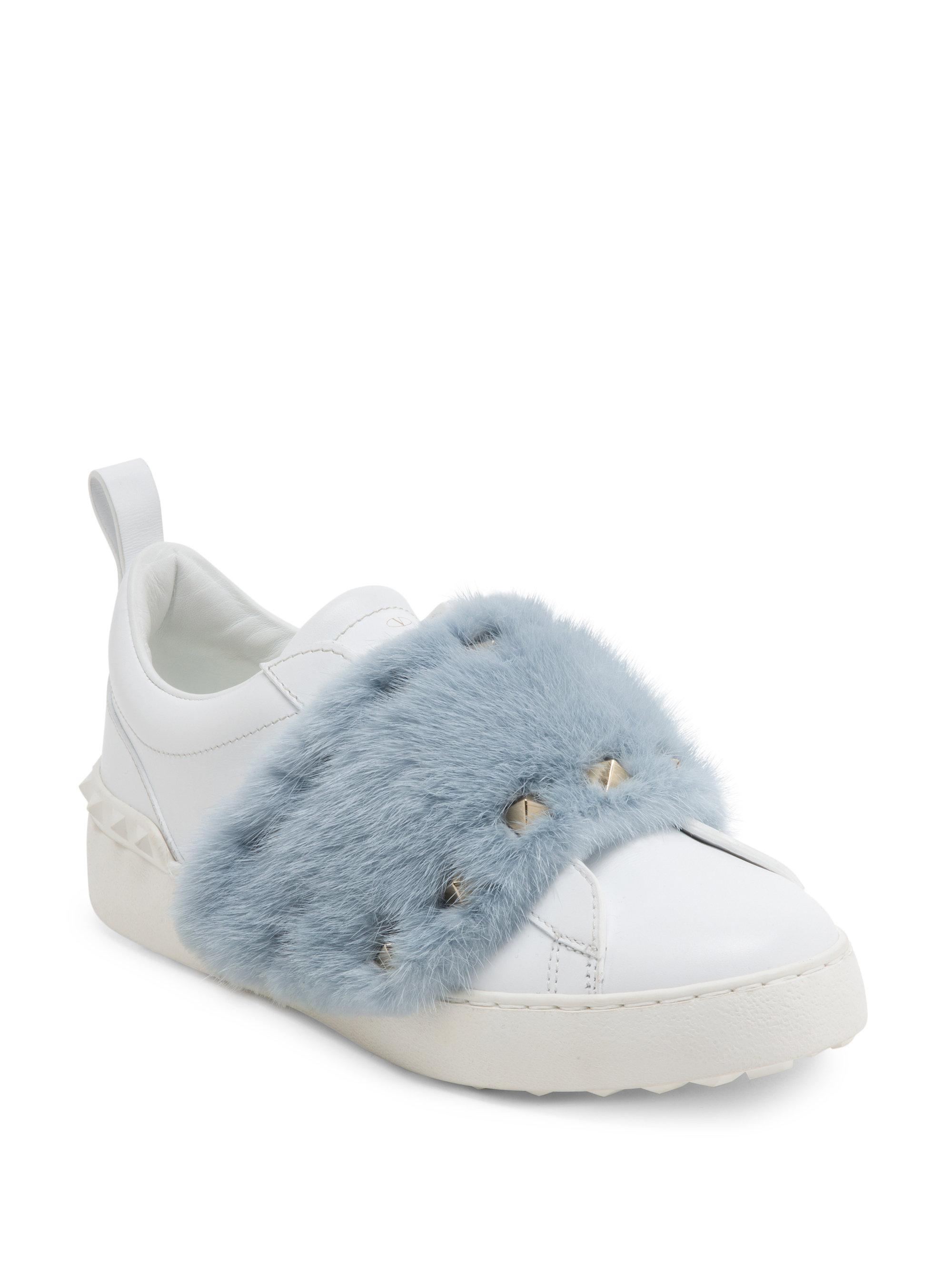 valentino sneakers fur