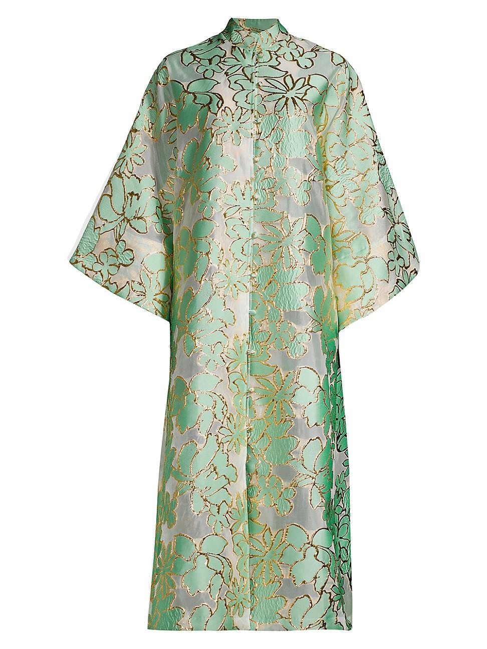 La Vie Style House Floral Brocade Maxi Caftan in Green Lyst