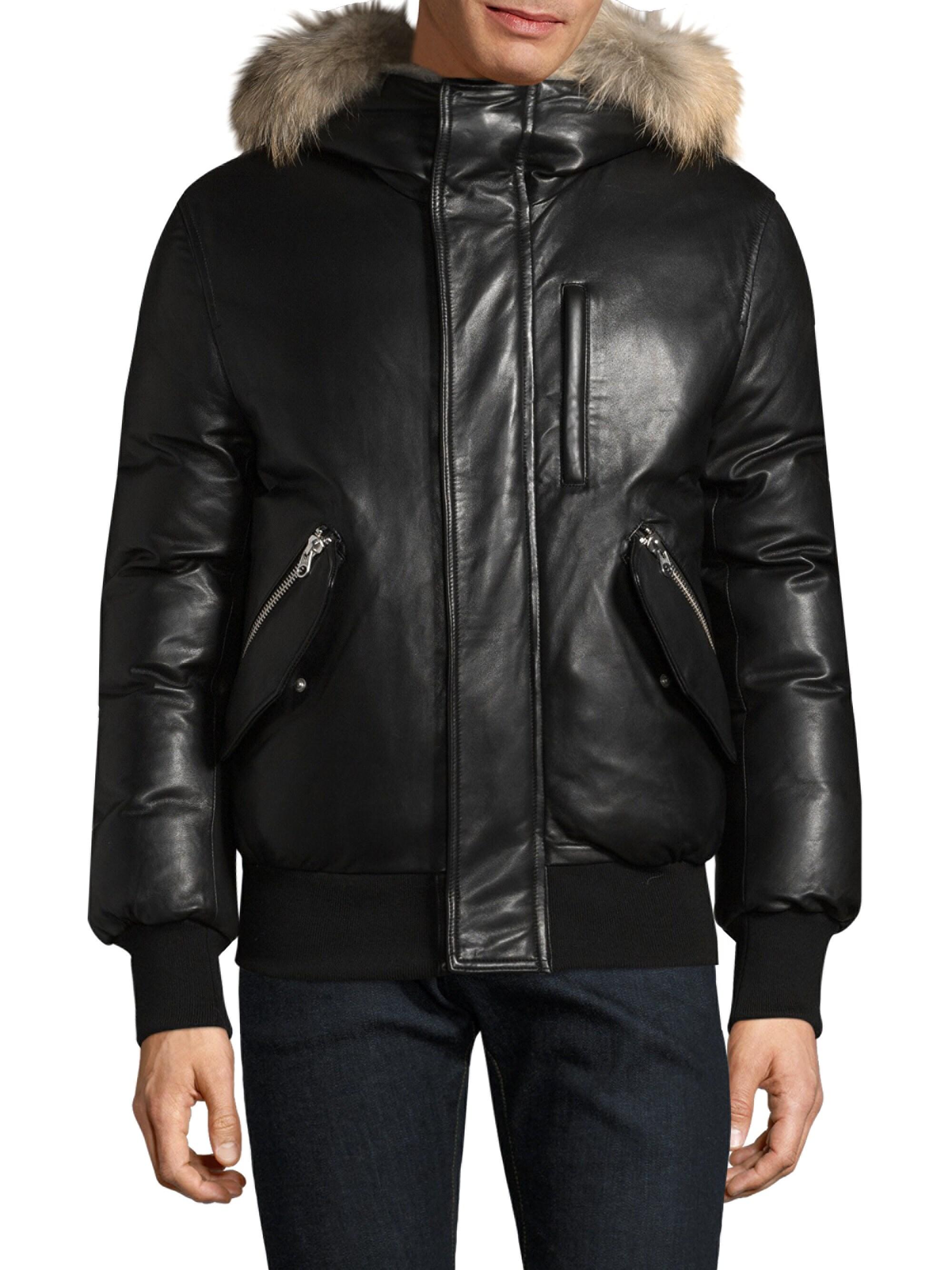 mackage leather bomber