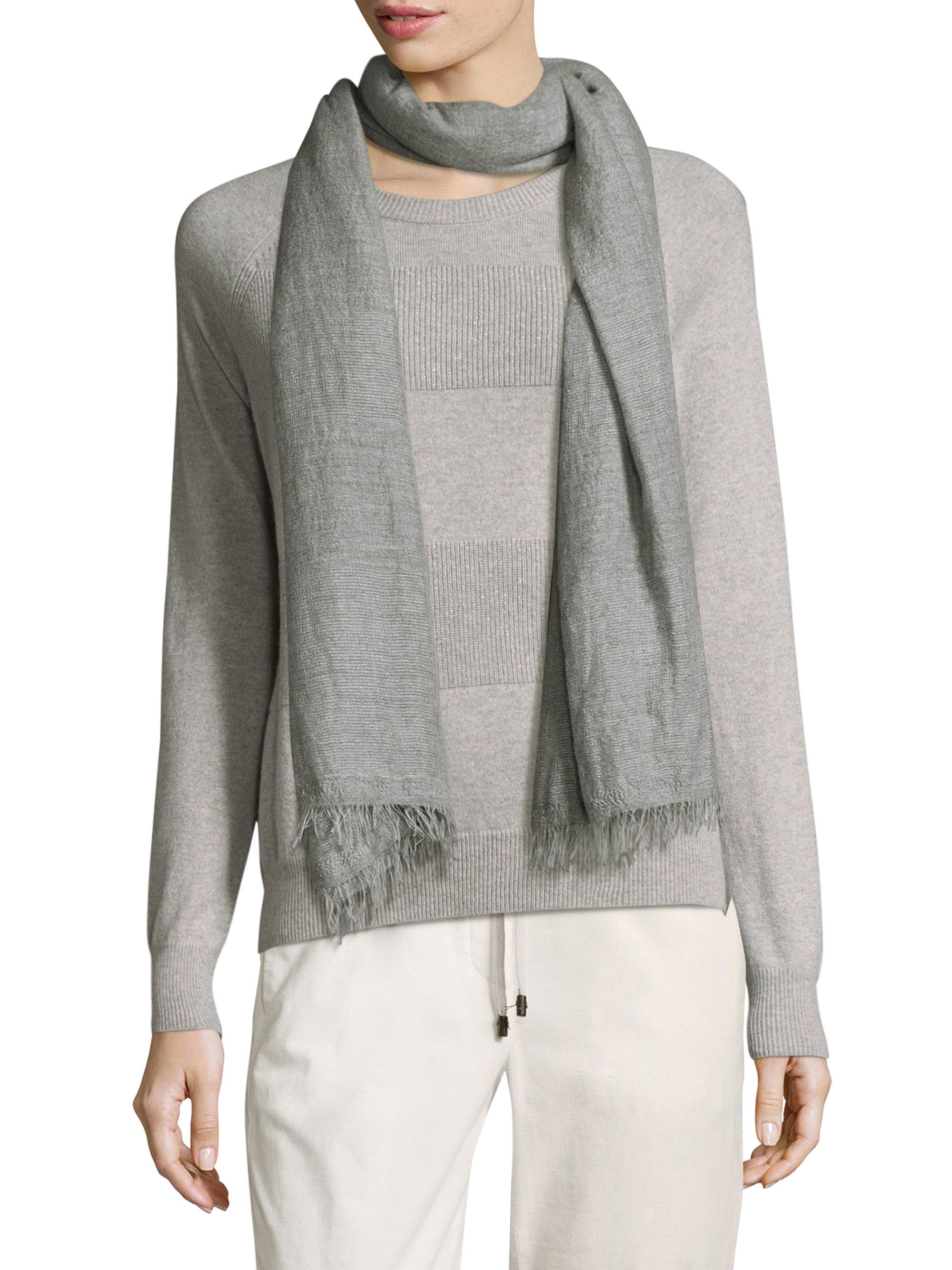 Lyst - Peserico Chambray Frayed Scarf in Gray