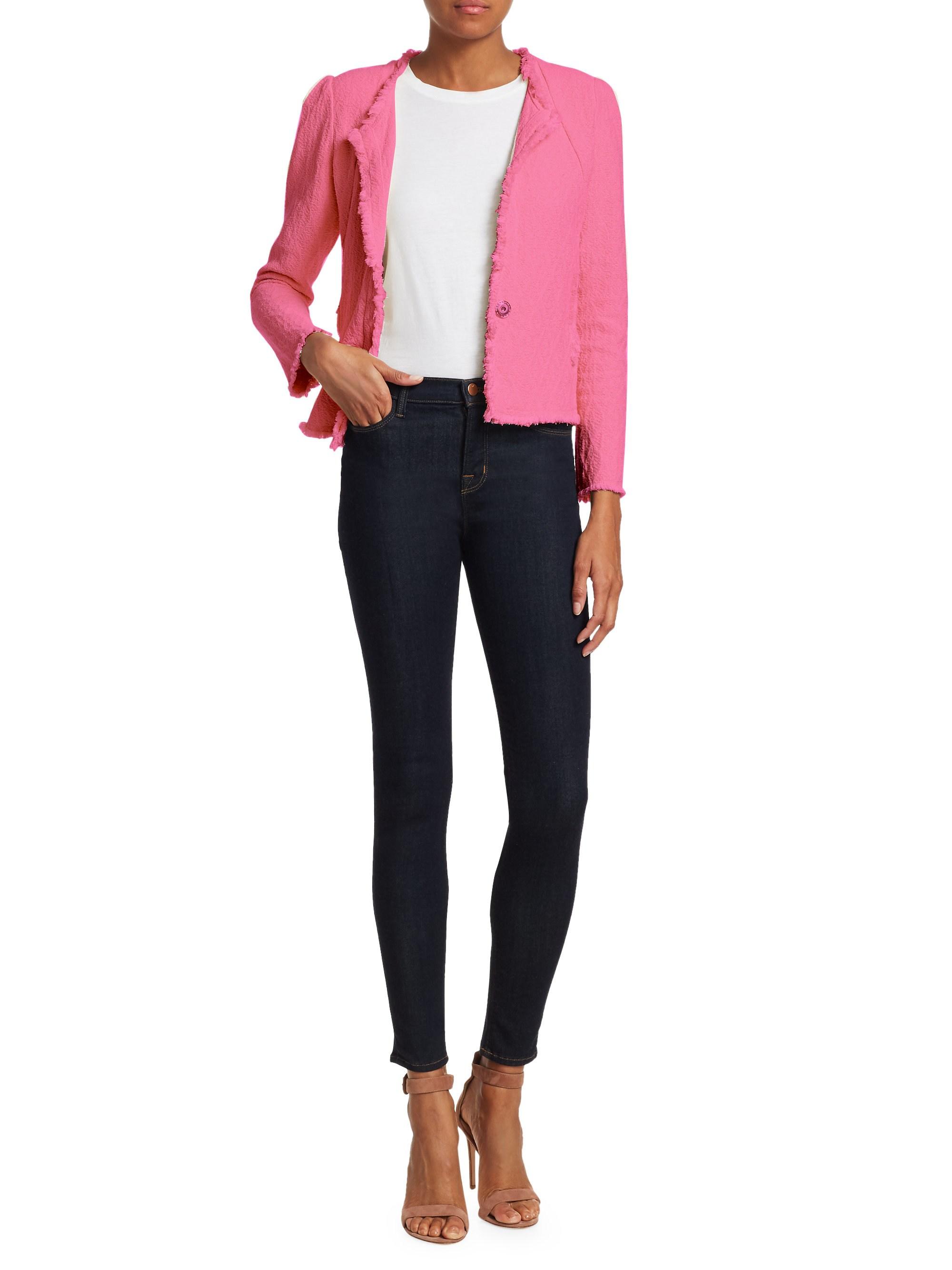 IRO Women's Rosia Fringed Tweed Jacket Pink in Pink Lyst