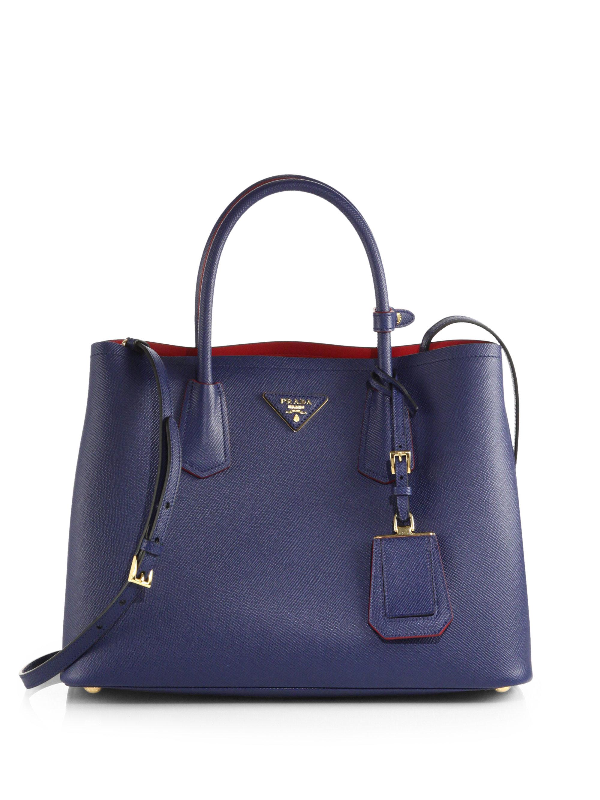 Lyst - Prada Saffiano Cuir Small Double Bag in Blue