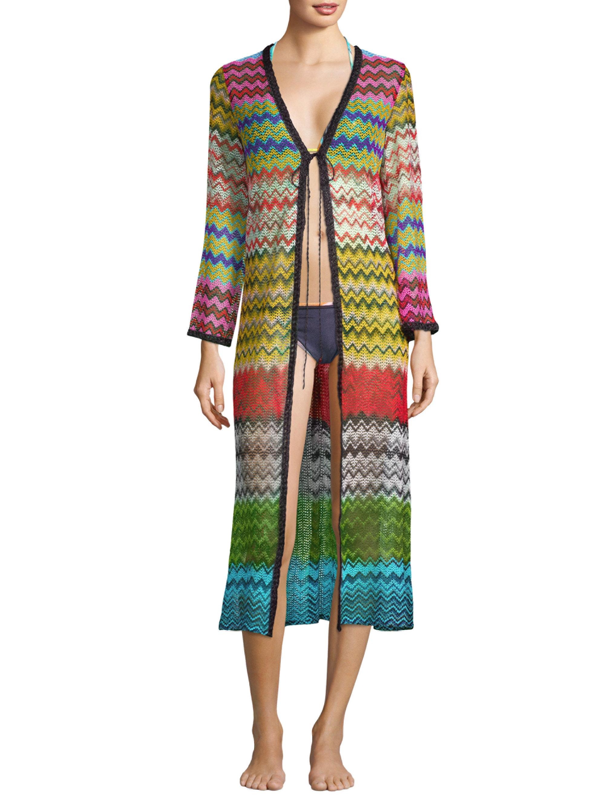 Missoni Synthetic Rete Lame Zigzag Long Cardigan in Green - Lyst