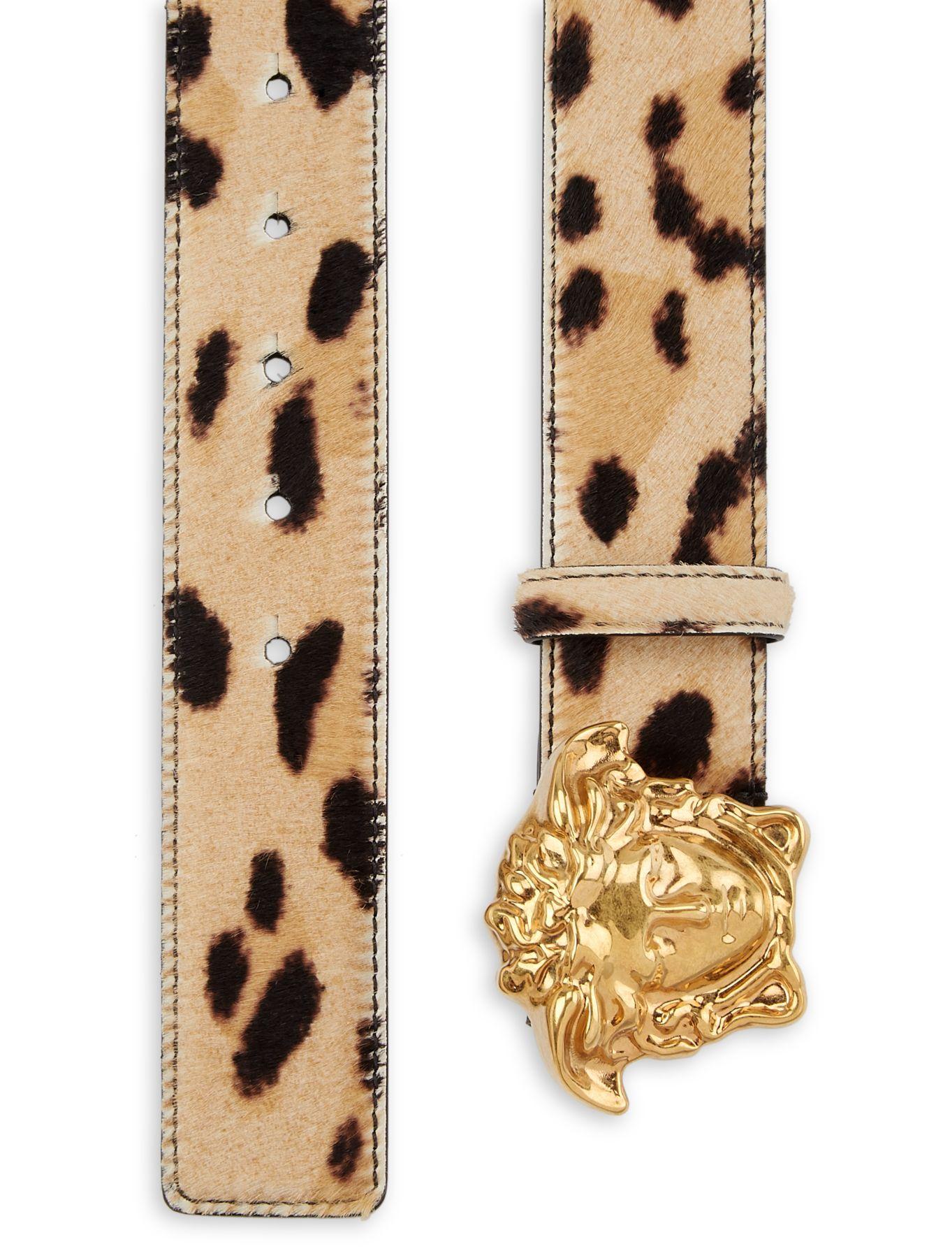 Versace Leather Medusa Buckle Leopard Print Belt for Men - Lyst