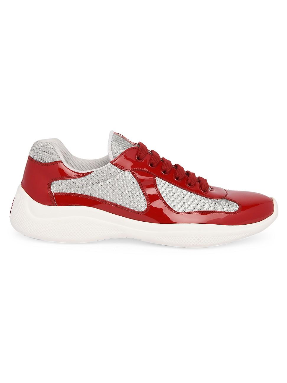 Prada Men's Shoes Leather Trainers Sneakers in Red for Men - Save 71% | Lyst