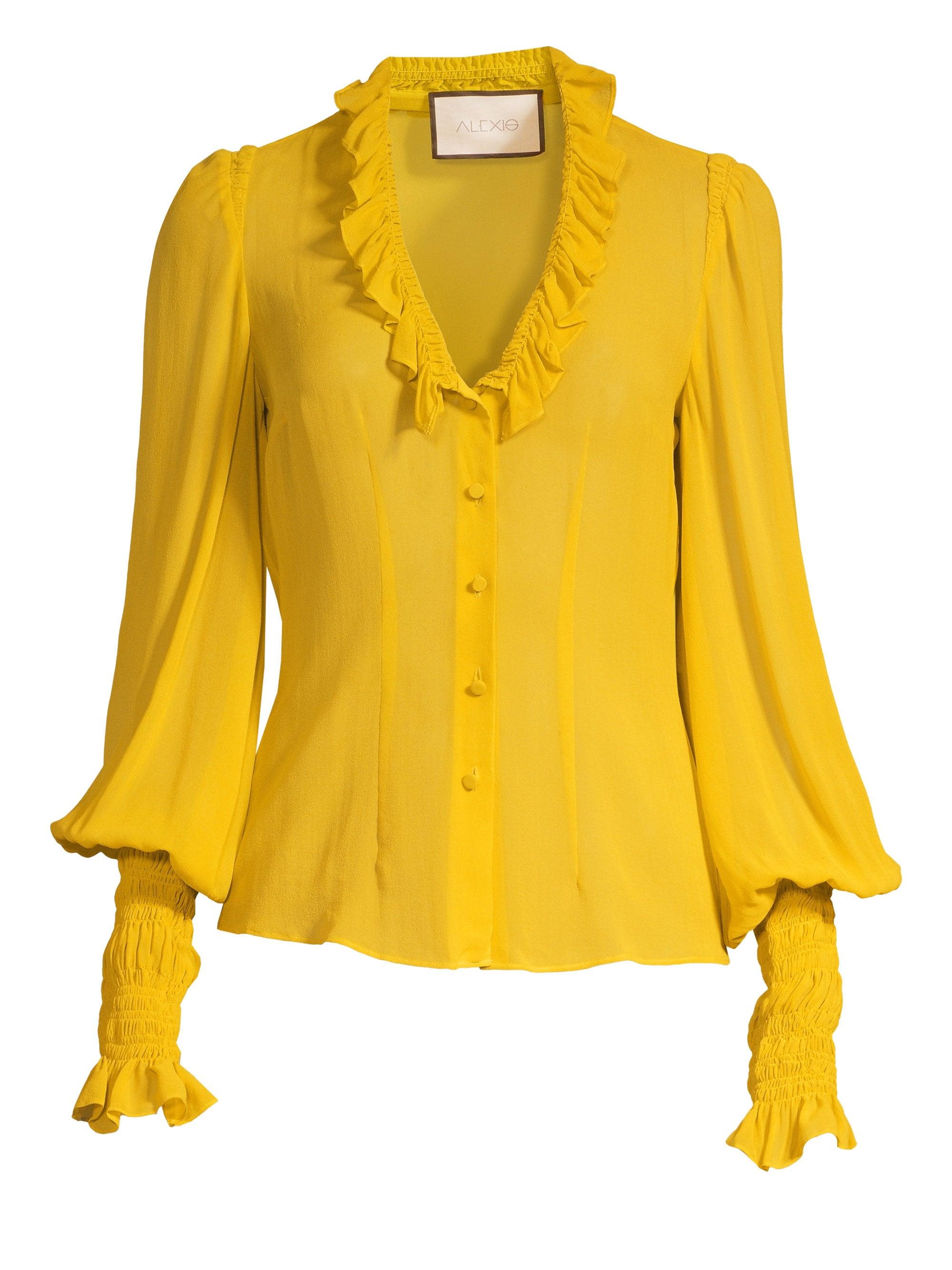 yellow ruffle blouse