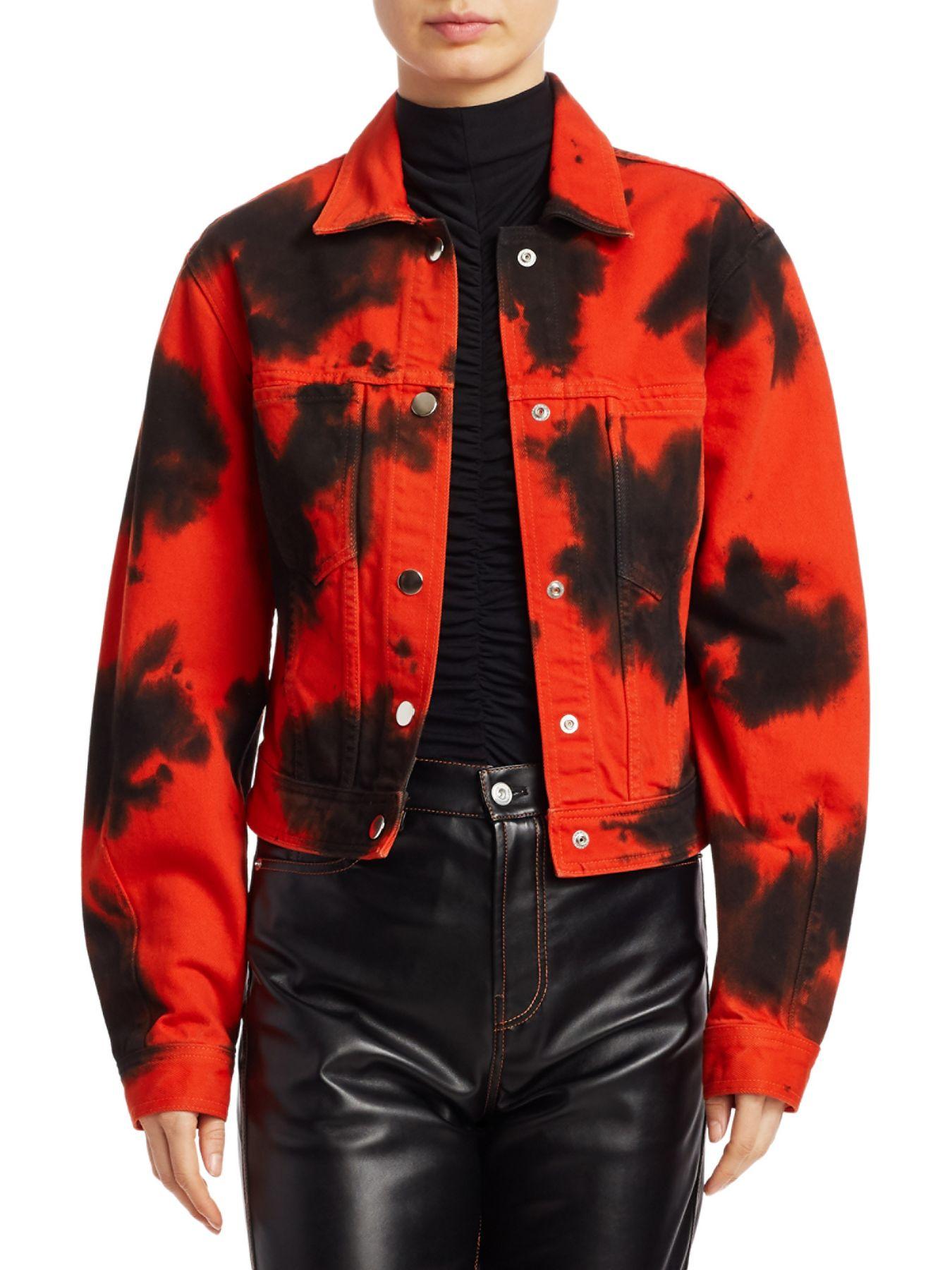 cropped denim jacket red