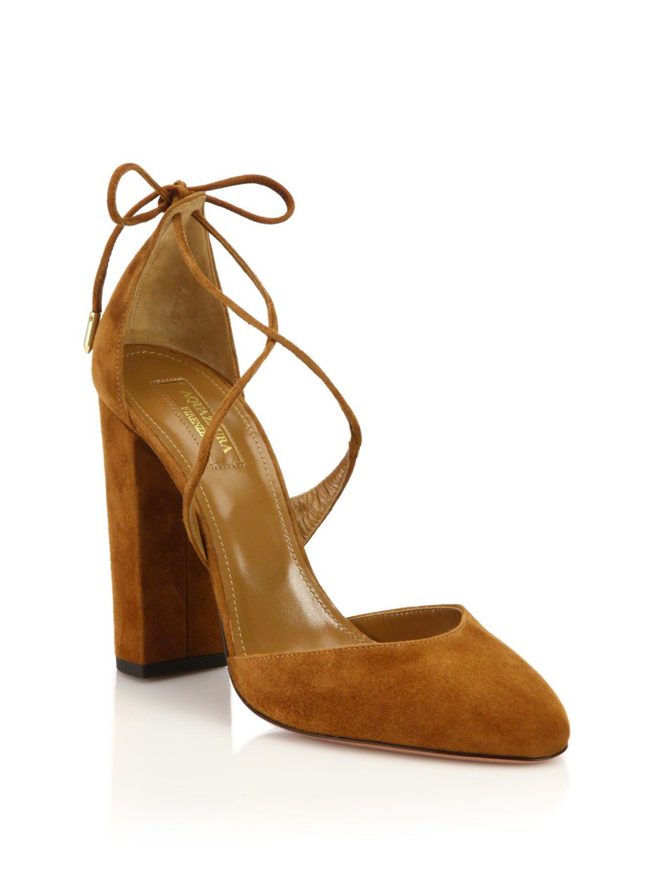 cognac suede heels