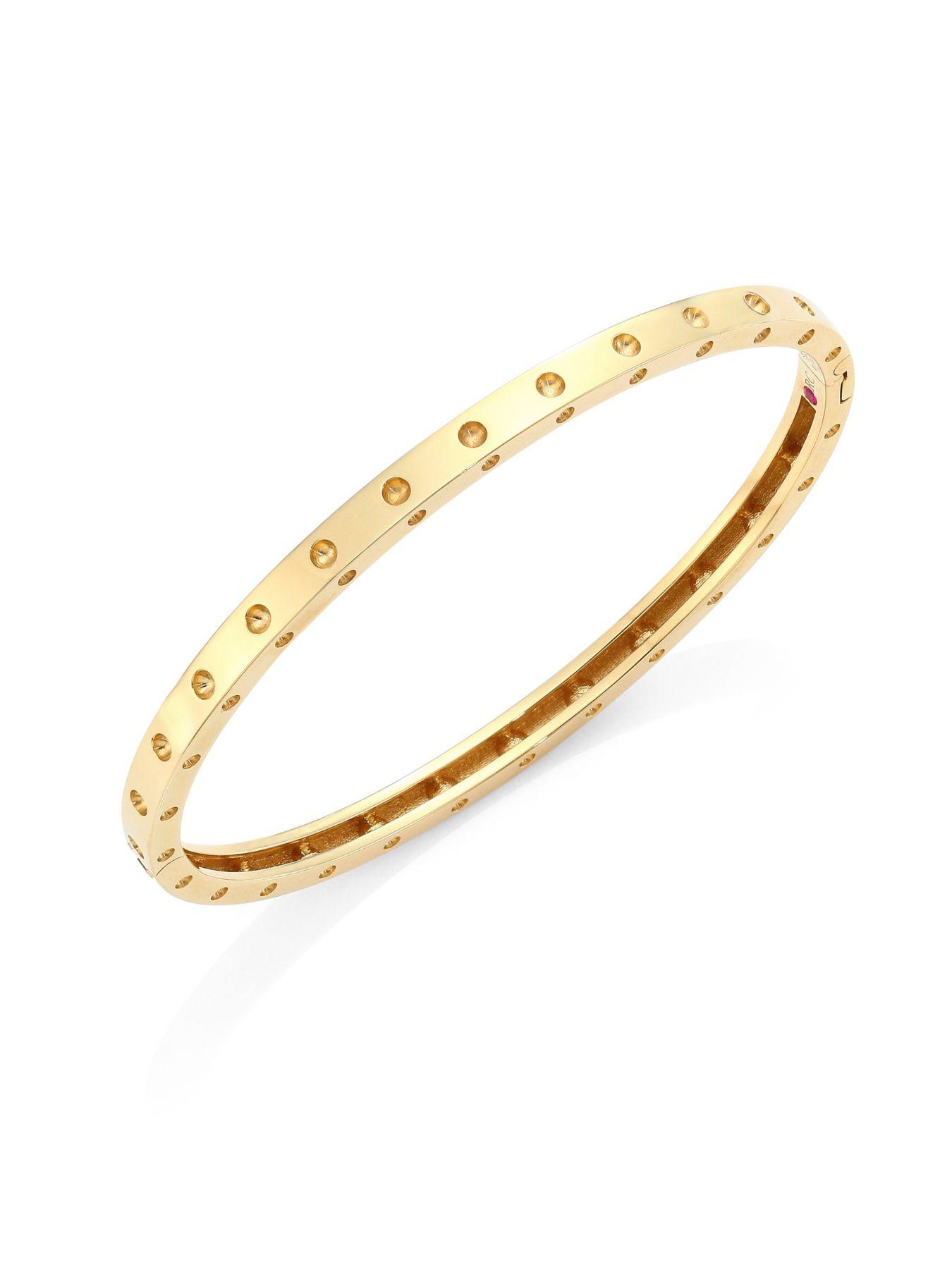 Roberto Coin 18k Yellow Gold Symphony Dotted Hinged Bracelet in ...
