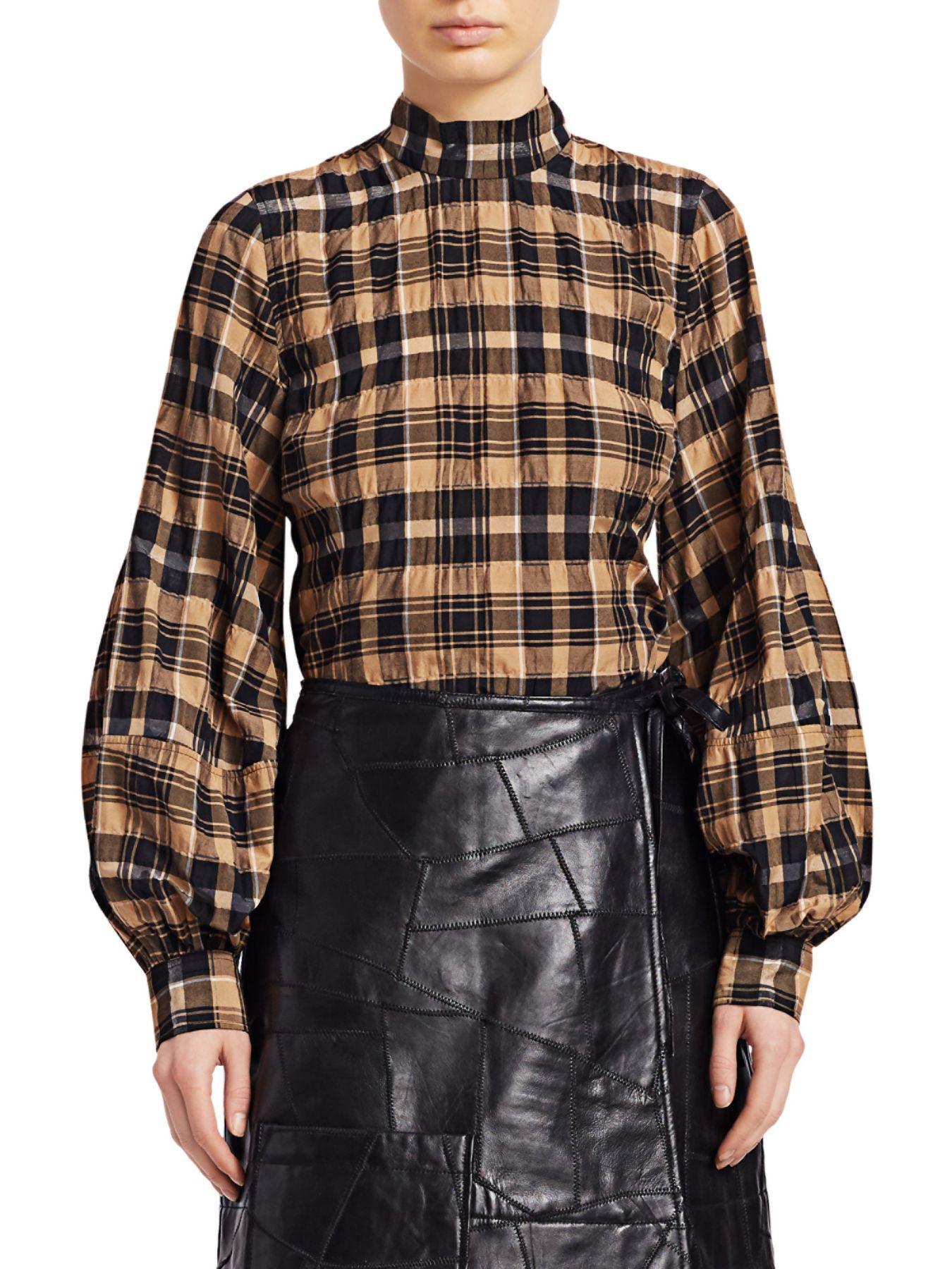 Ganni check blouse Clearance