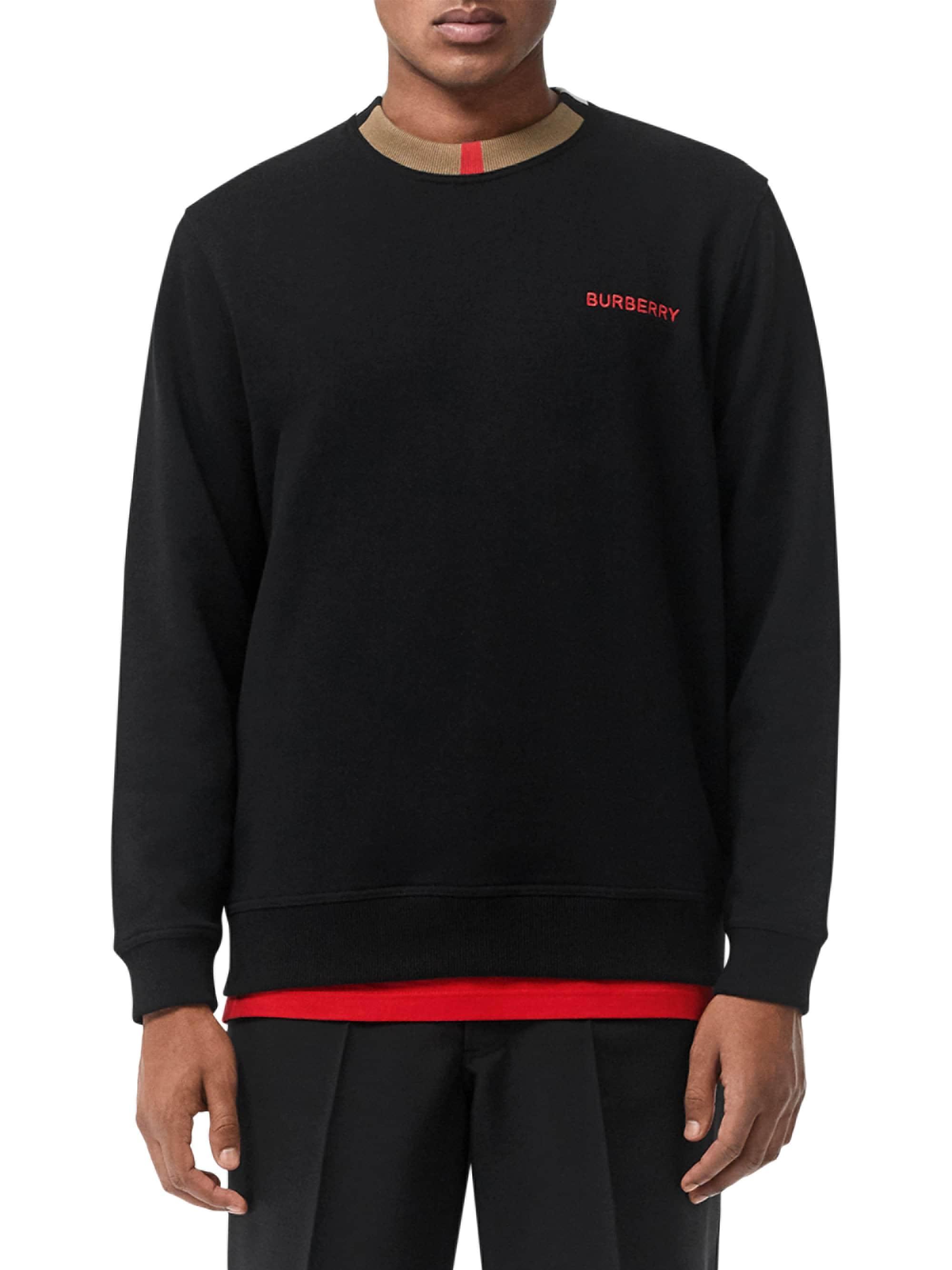 Burberry Cotton Icon Stripe Sweatshirt in Black for Men | Lyst
