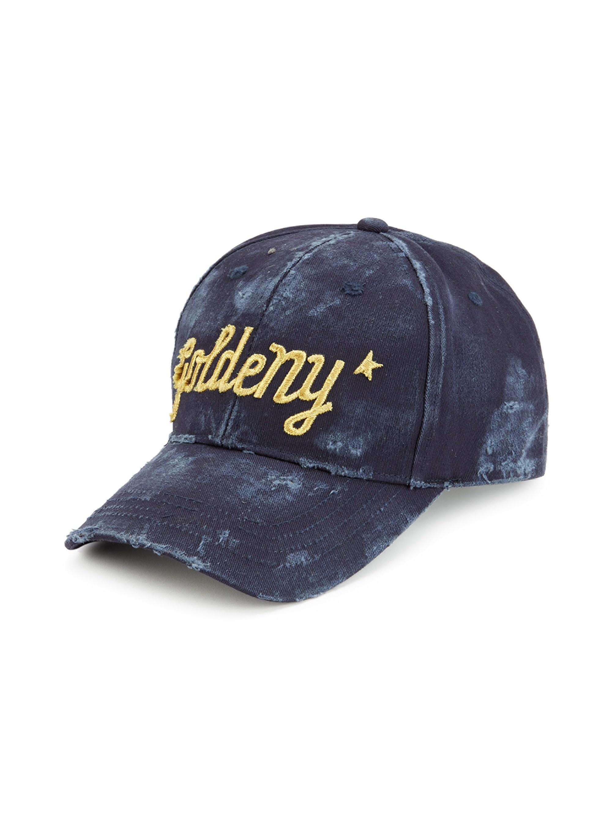 Golden Goose Deluxe Brand Goldeny Distressed Baseball Cap in Blue for