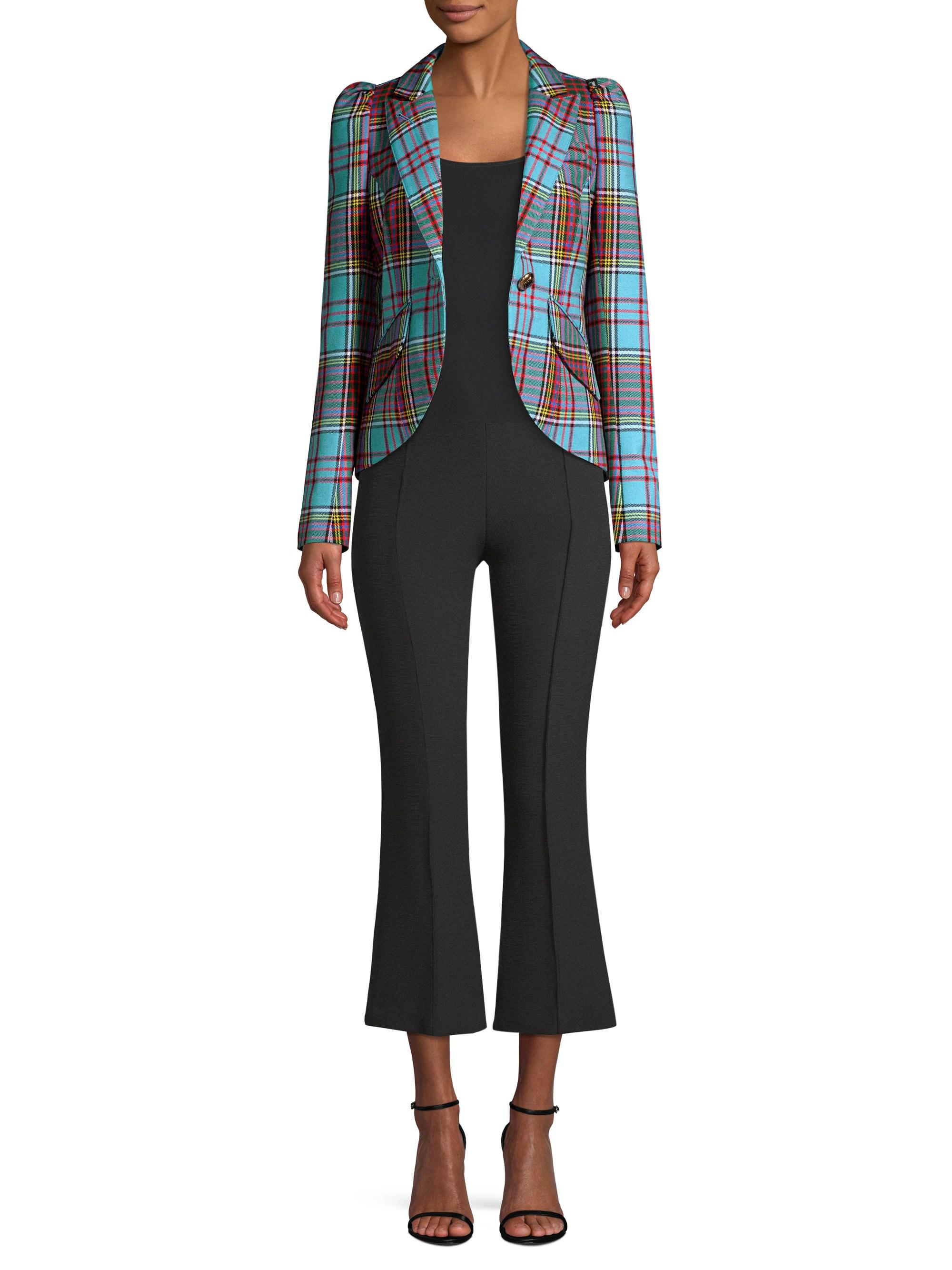 Smythe Puff Sleeve Plaid Blazer in 