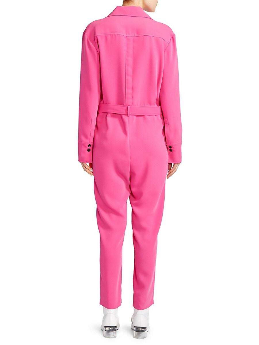 KENZO Synthetic Belted Long-sleeve Jumpsuit in Deep Fuschia (Pink) - Lyst