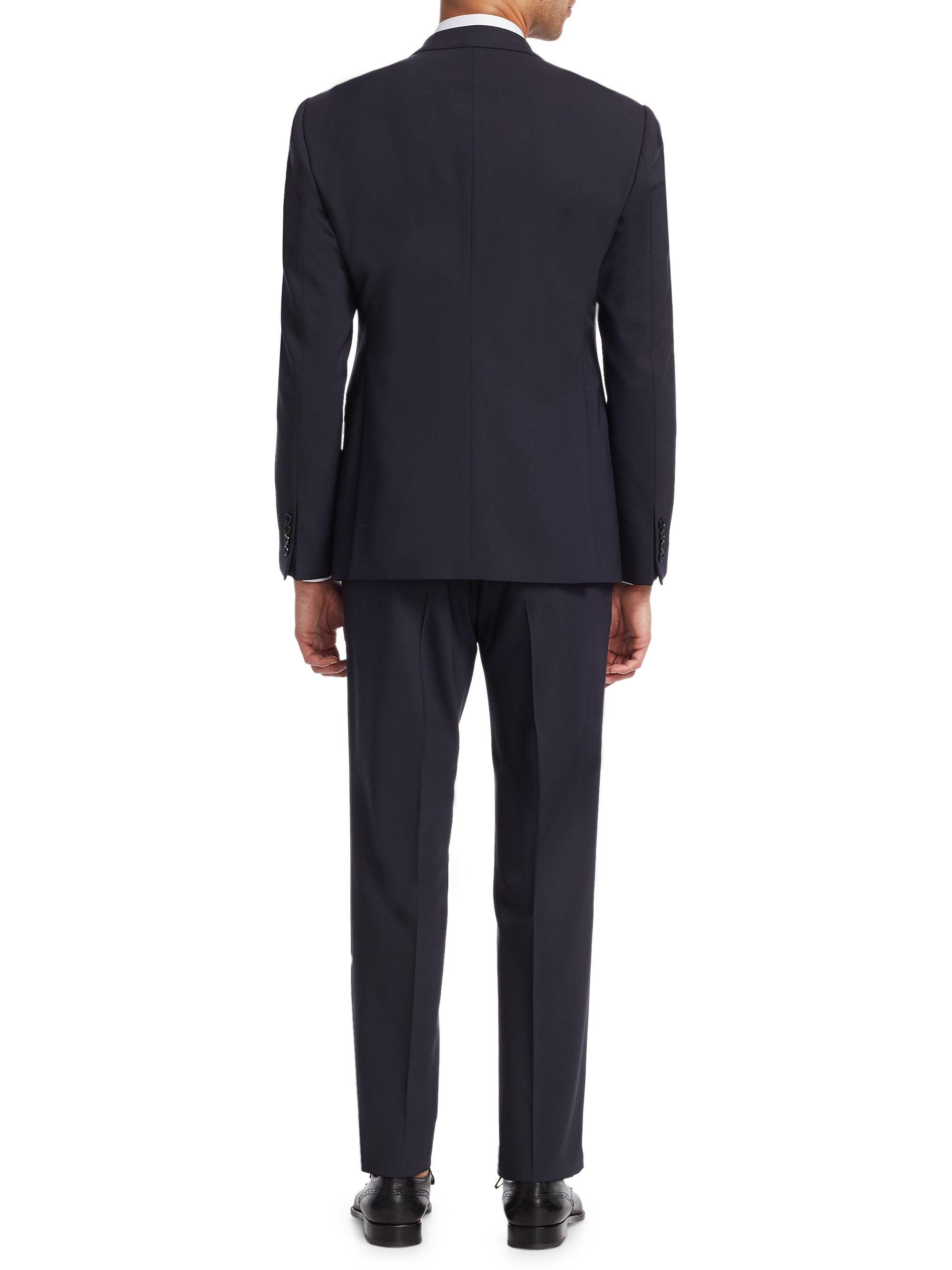 Emporio Armani M Line Navy Stretch Wool Suit in Blue for Men - Lyst