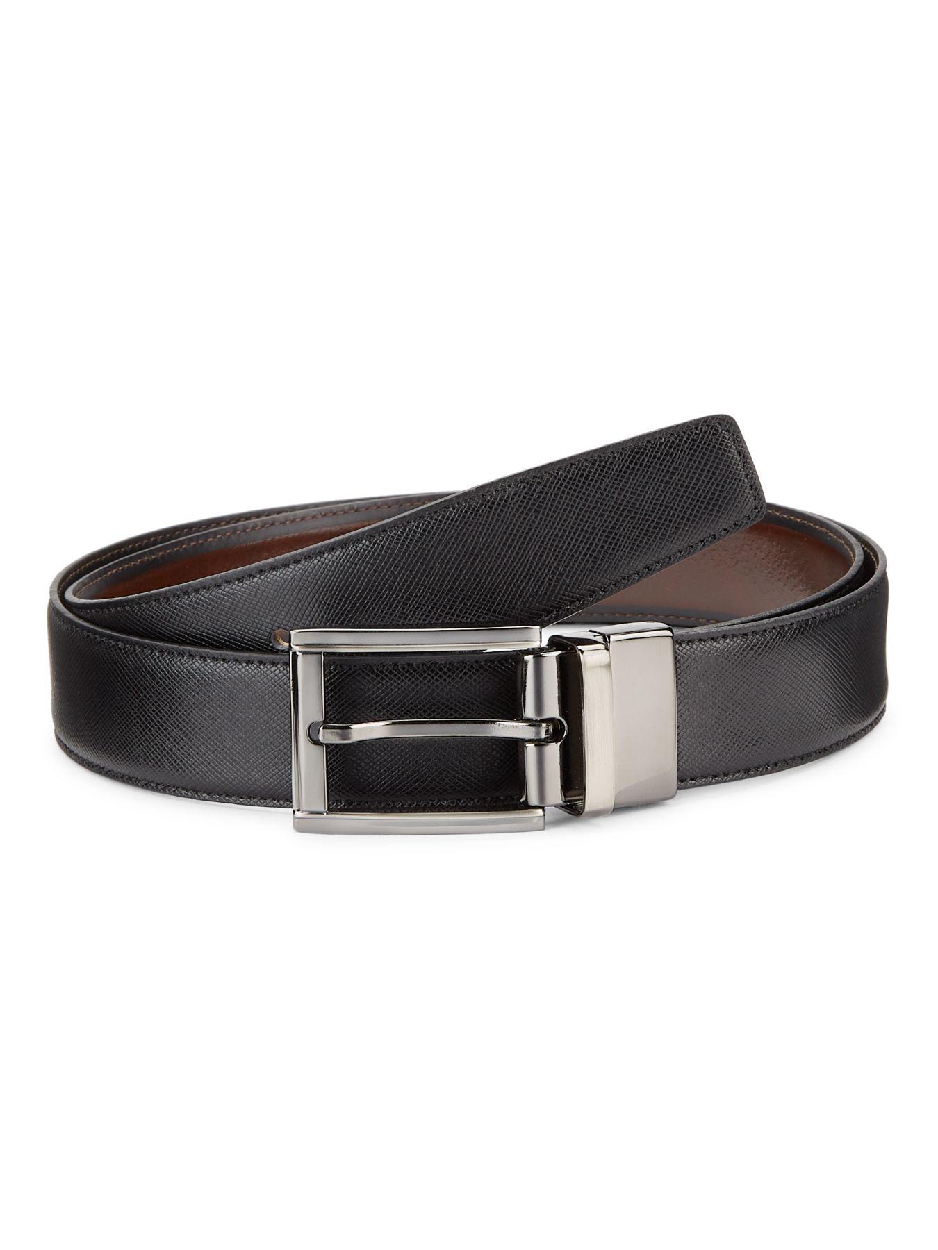 Saks Fifth Avenue Collection Reversible Leather Belt in Black Brown (Black) for Men - Lyst