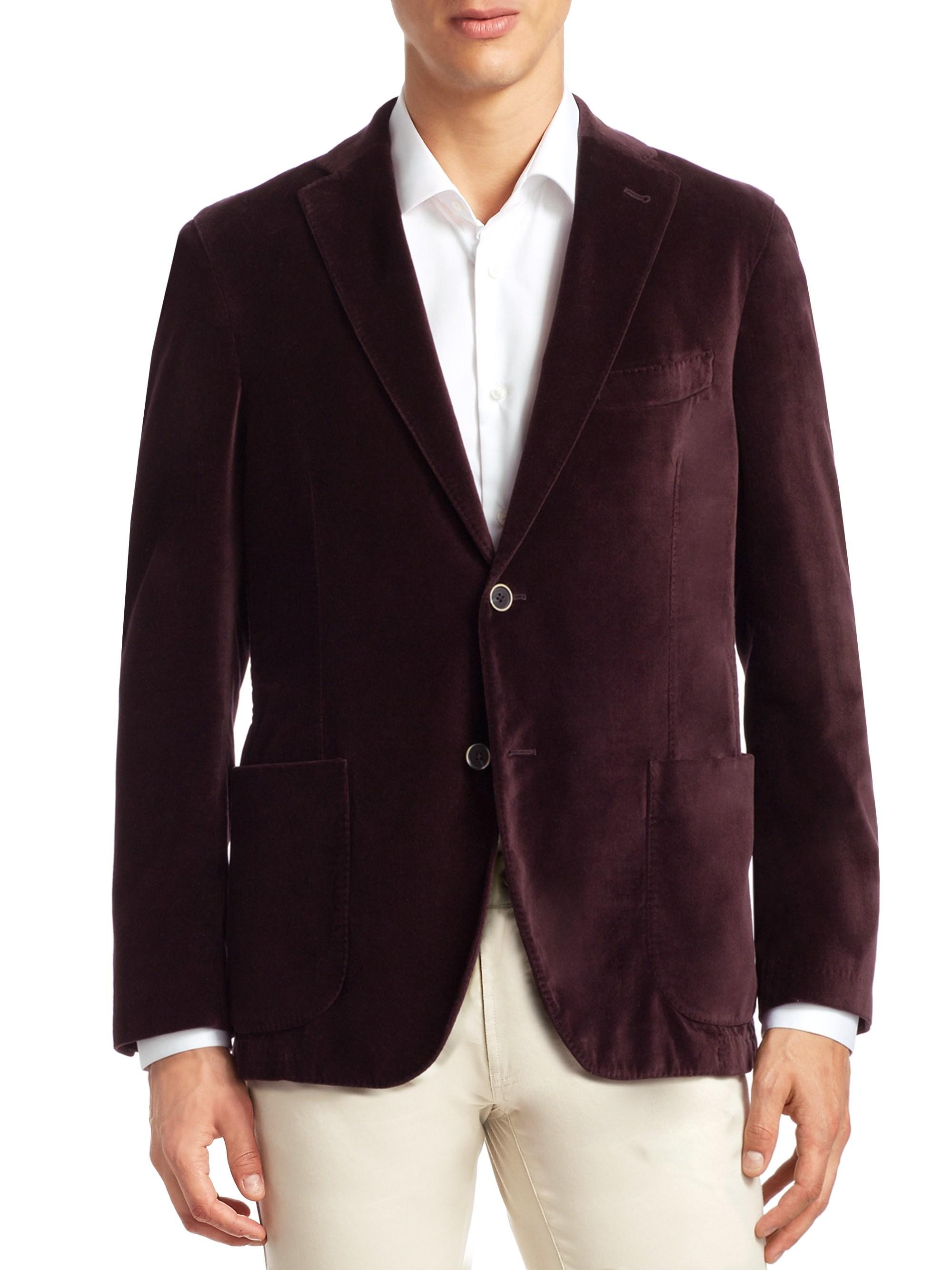 Saks Fifth Avenue Men&#39;s Collection Velvet Sportcoat - Burgundy for Men - Lyst