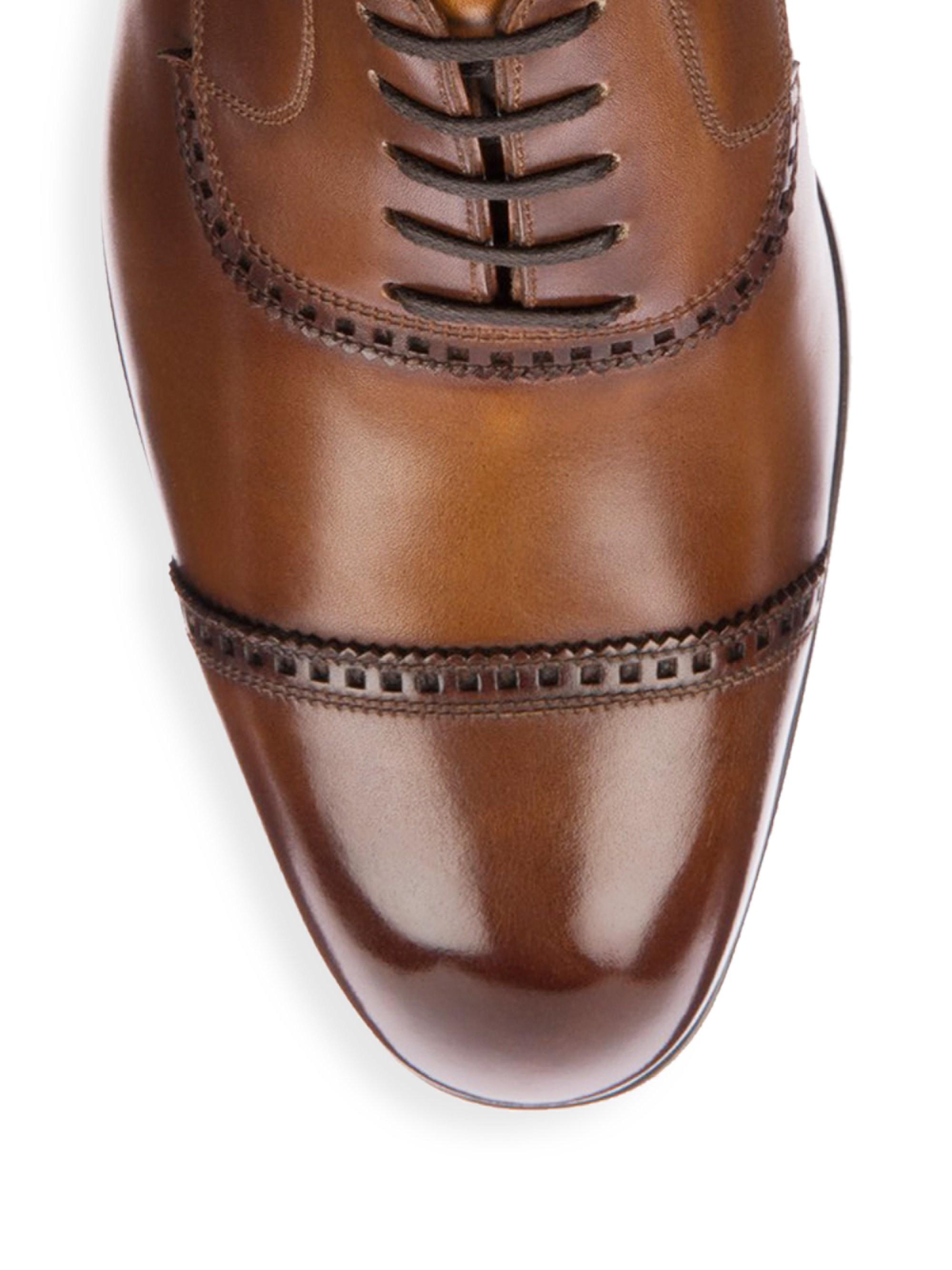 Bally Lamior Cap Toe Leather Dress Shoes in Caramel (Brown