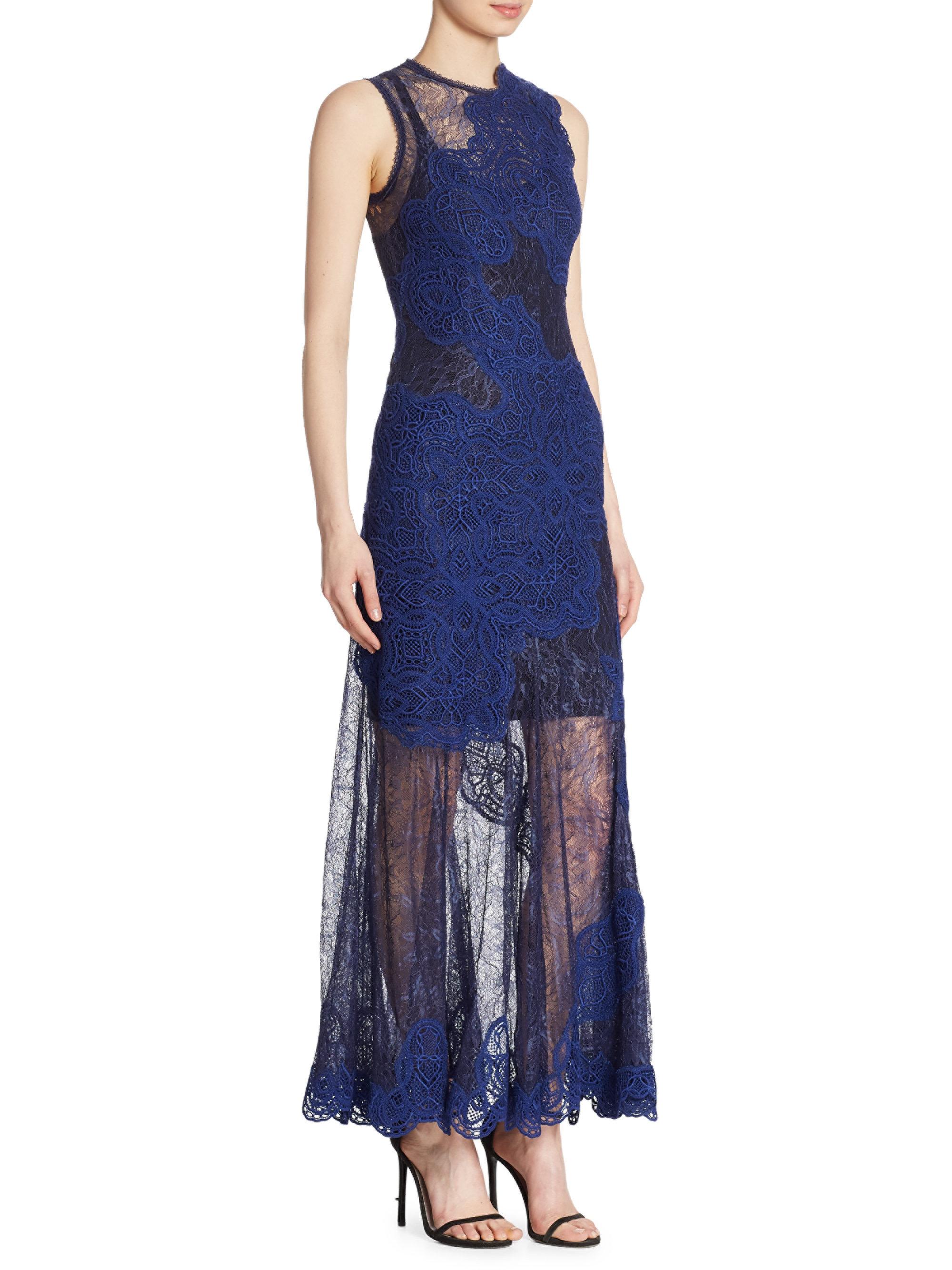 Lyst - Jonathan Simkhai Sleeveless Lace Gown in Blue