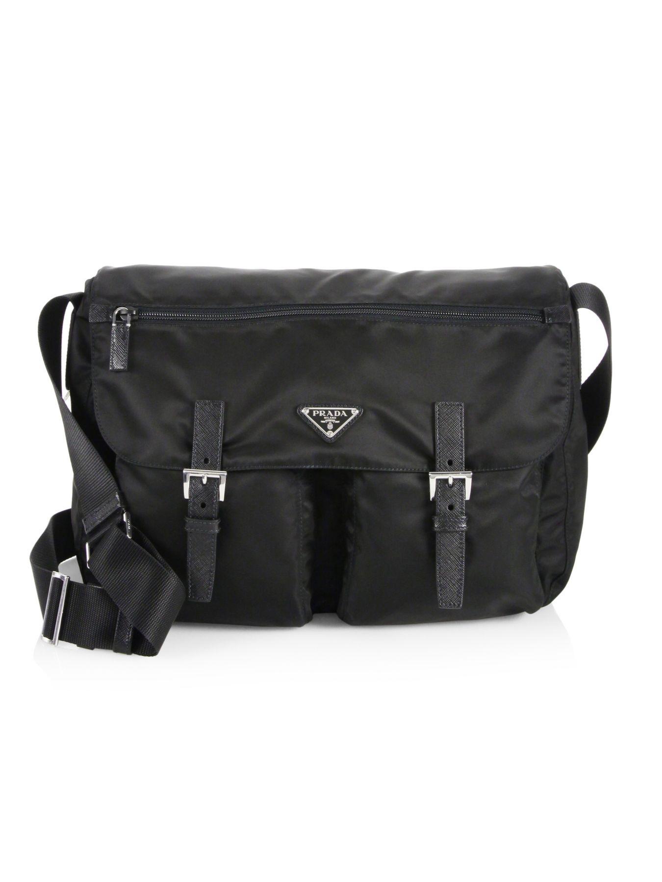 Prada Synthetic Nylon Messenger Bag in Black - Lyst
