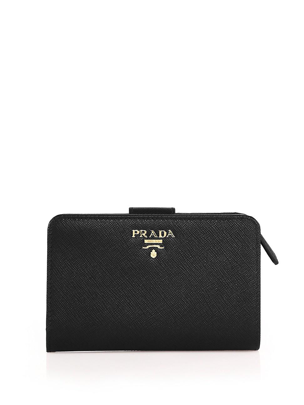 medium saffiano leather wallet prada