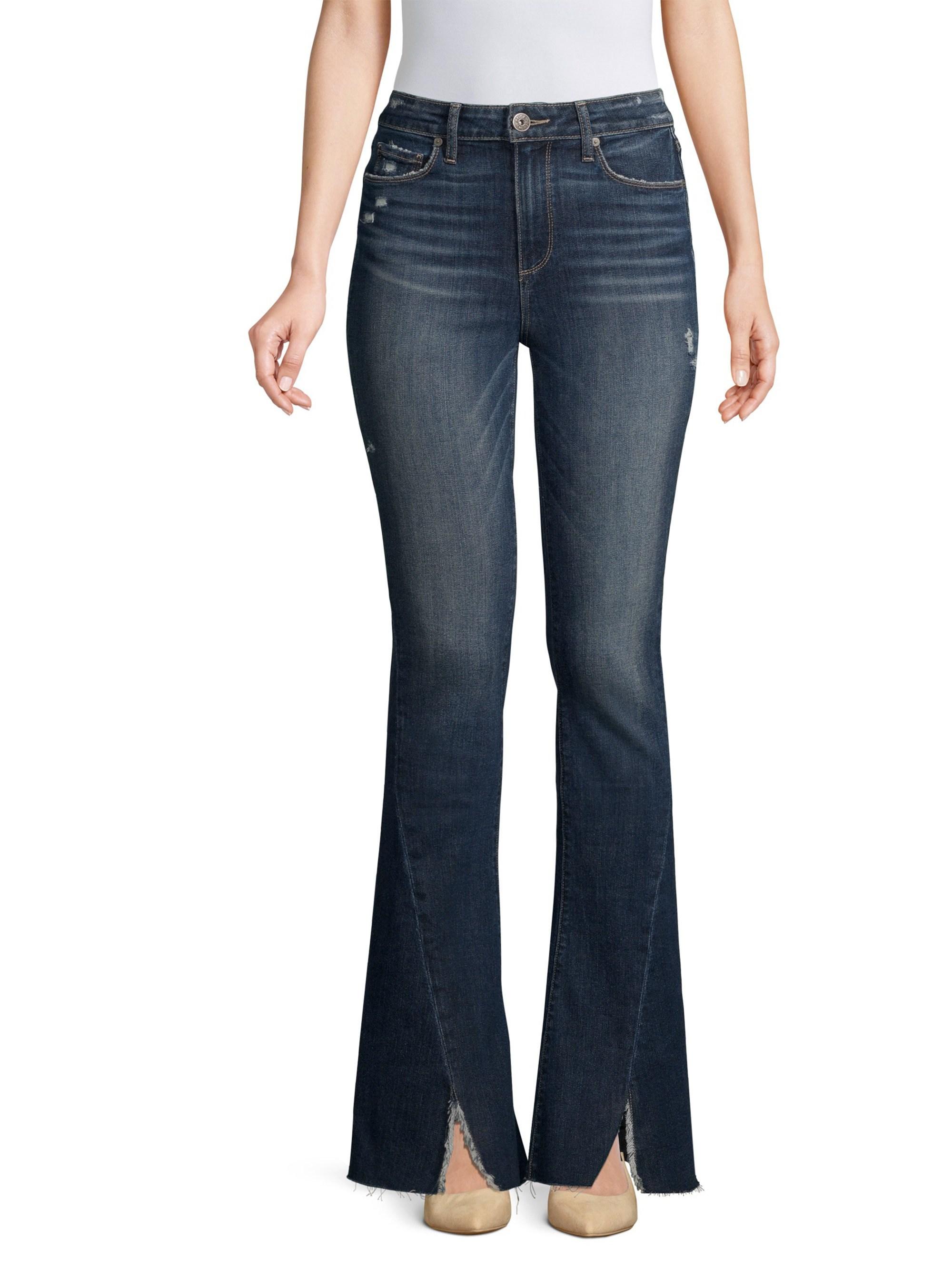 PAIGE Denim Lou Lou High-rise Flare Split Hem Jeans in Blue - Lyst