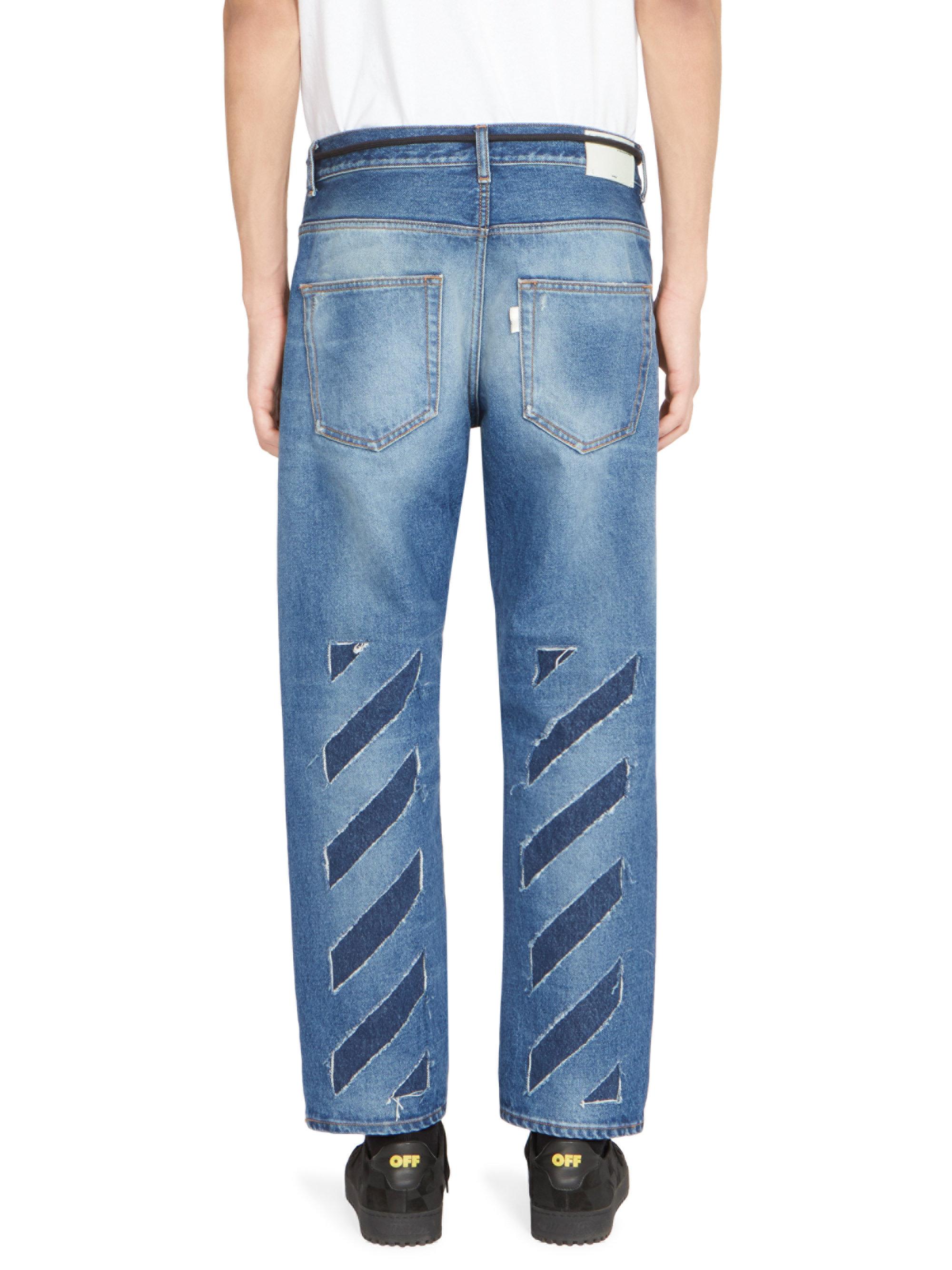 off white diagonal jeans