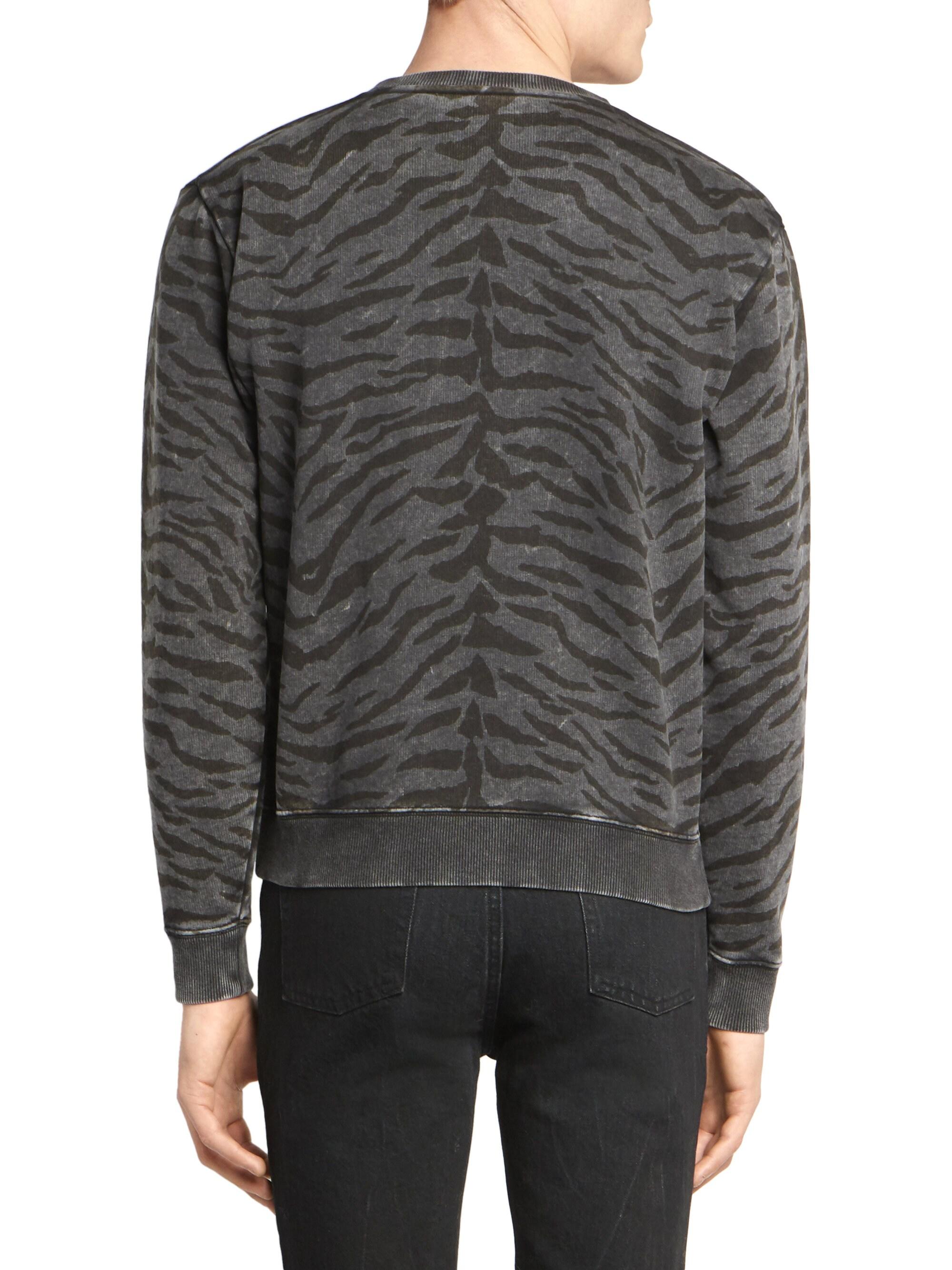 Saint Laurent Zebra Print Sweater in Black for Men - Lyst