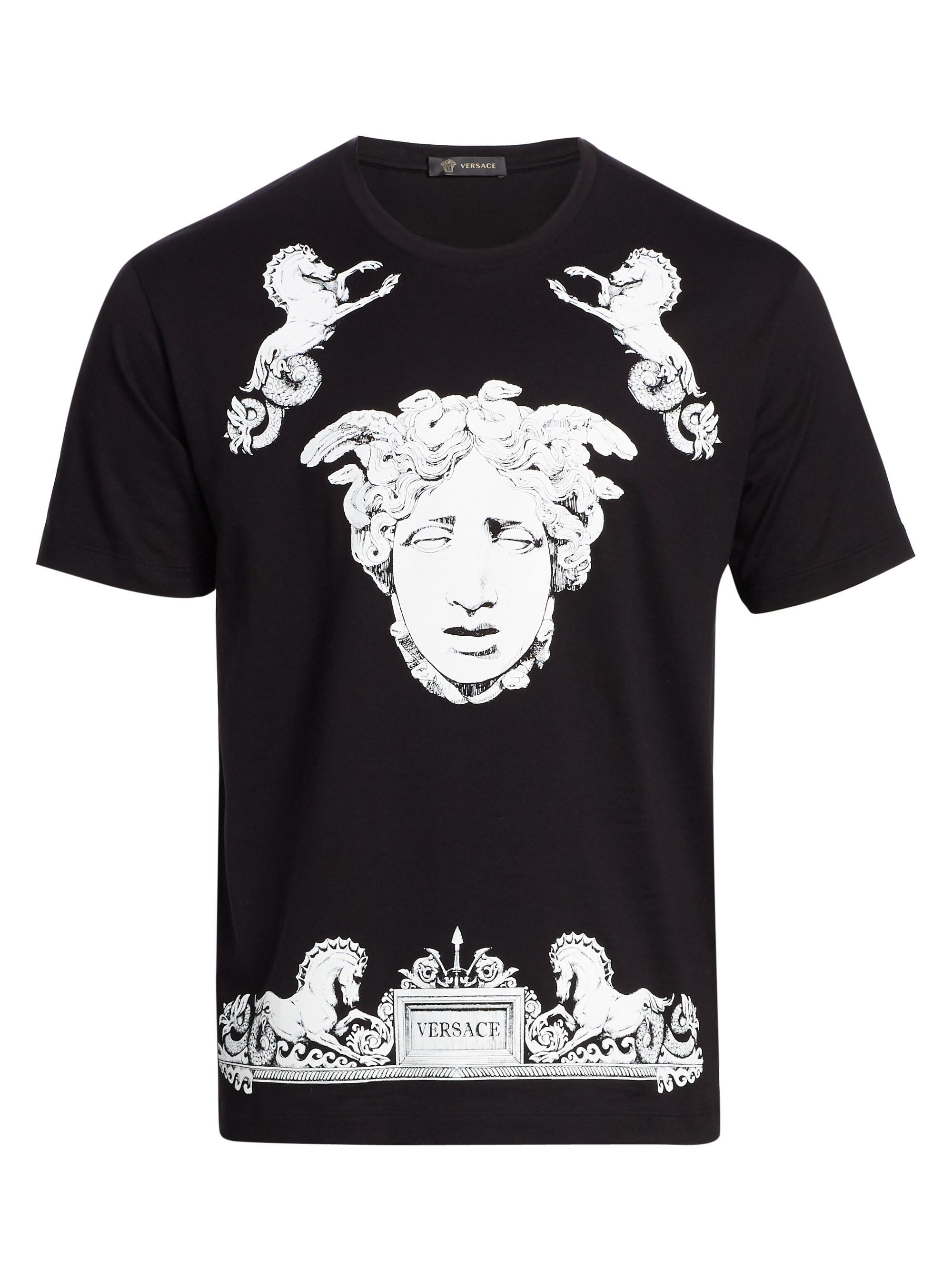 Versace Medusa Face T-shirt in Black for Men - Lyst