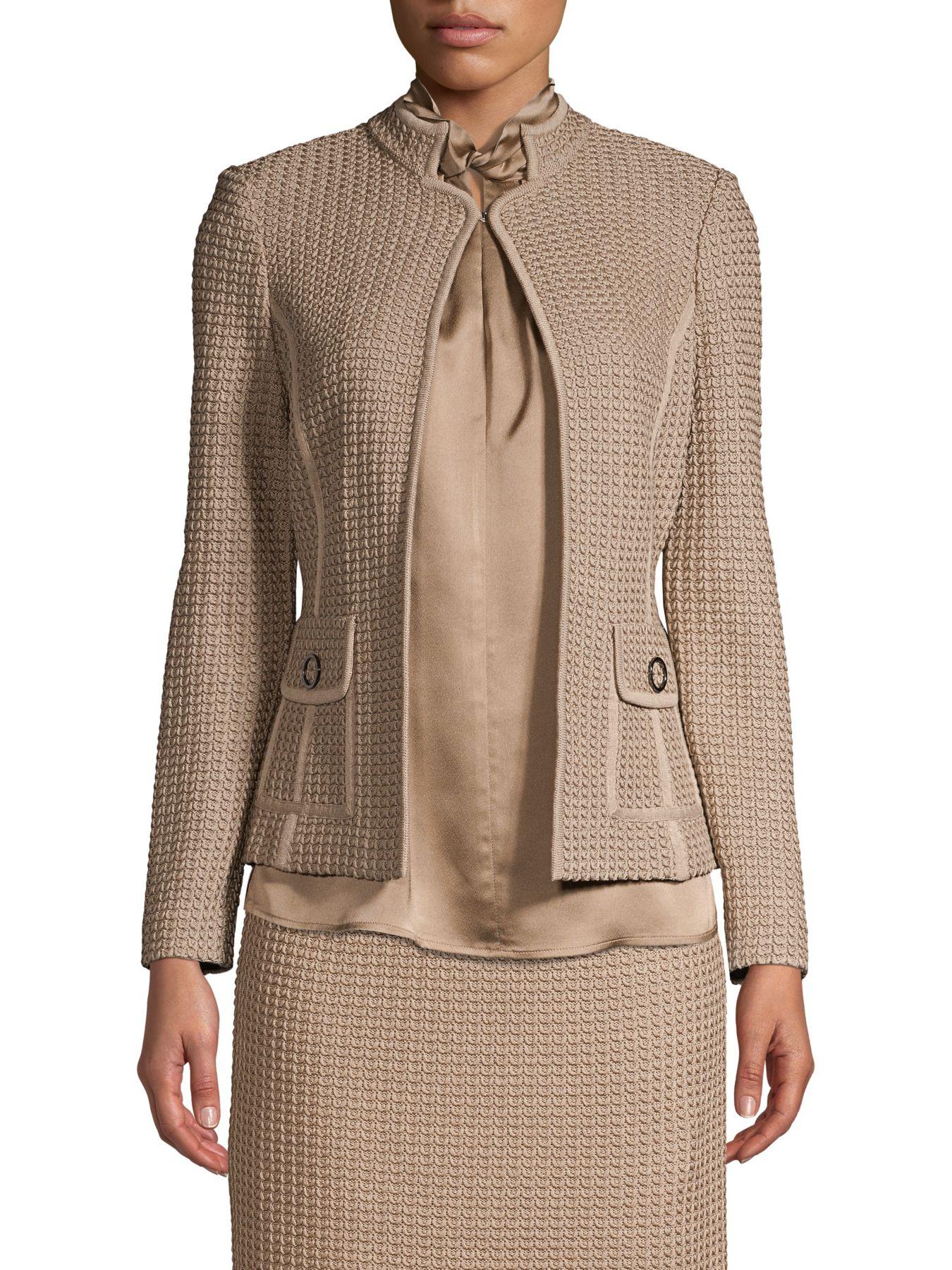 Misook Denim Knit Mandarincollar Jacket Lyst