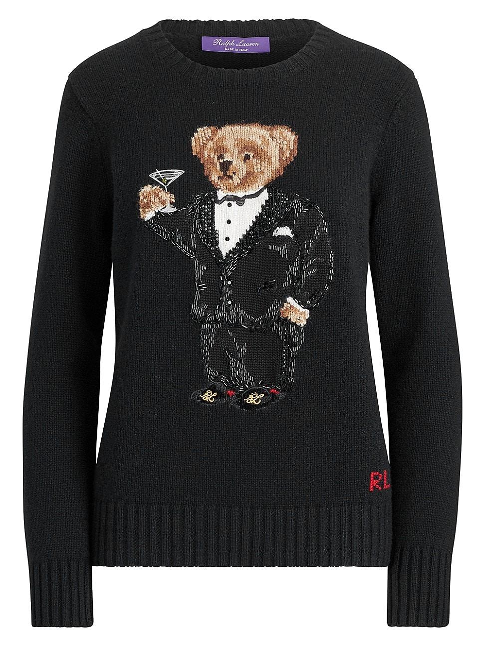 Ralph Lauren Collection Cashmere Martini Bear Slim-fit Sweater in Black -  Lyst