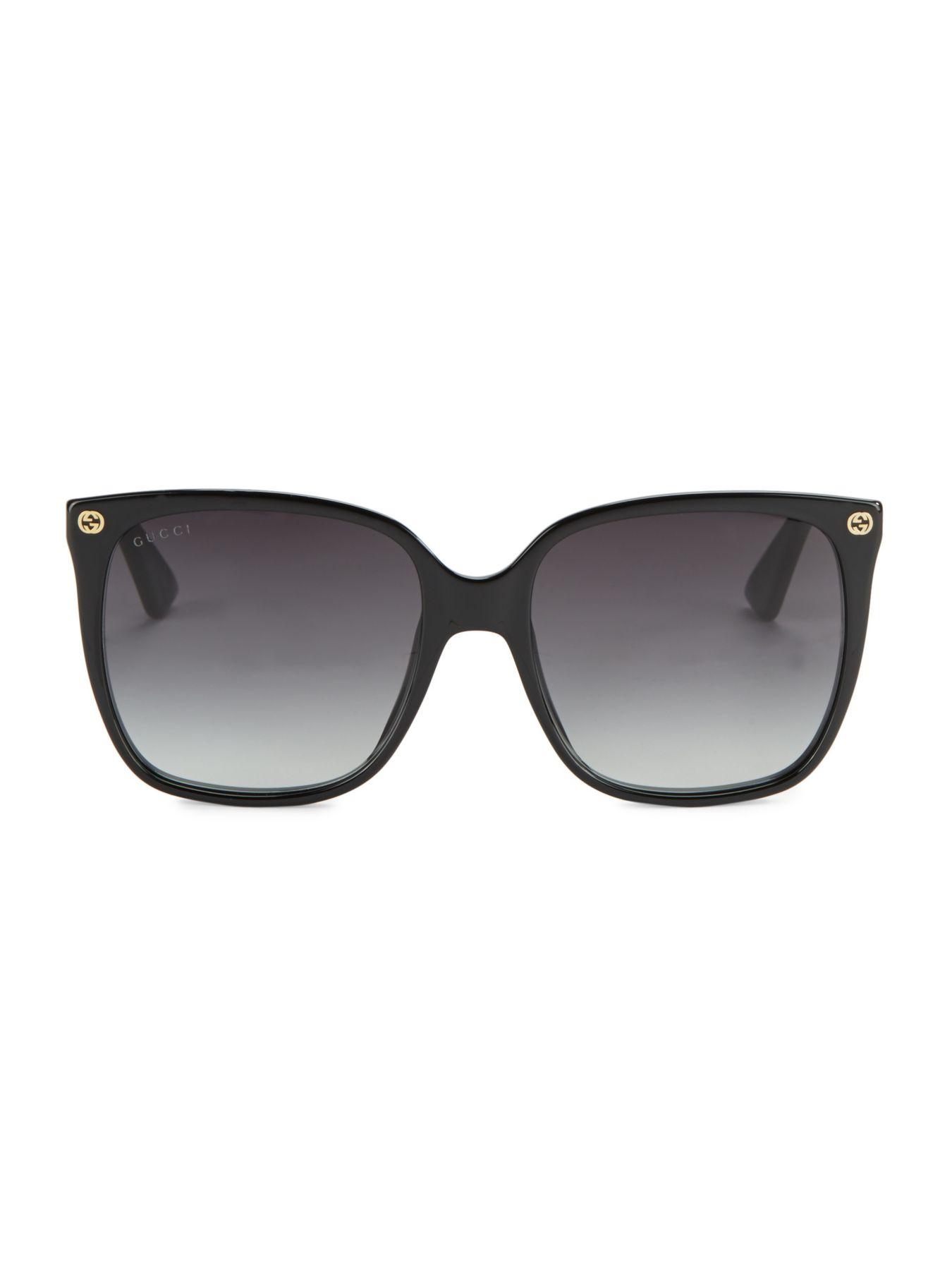 gucci 57mm square sunglasses black