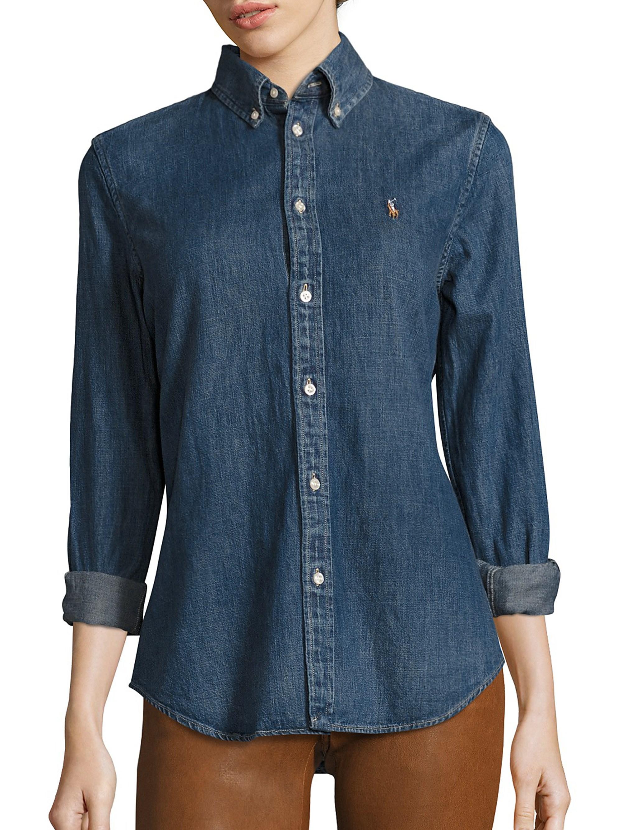 Lyst - Polo Ralph Lauren Women's Denim Shirt - Blaine - Size Xl in Blue