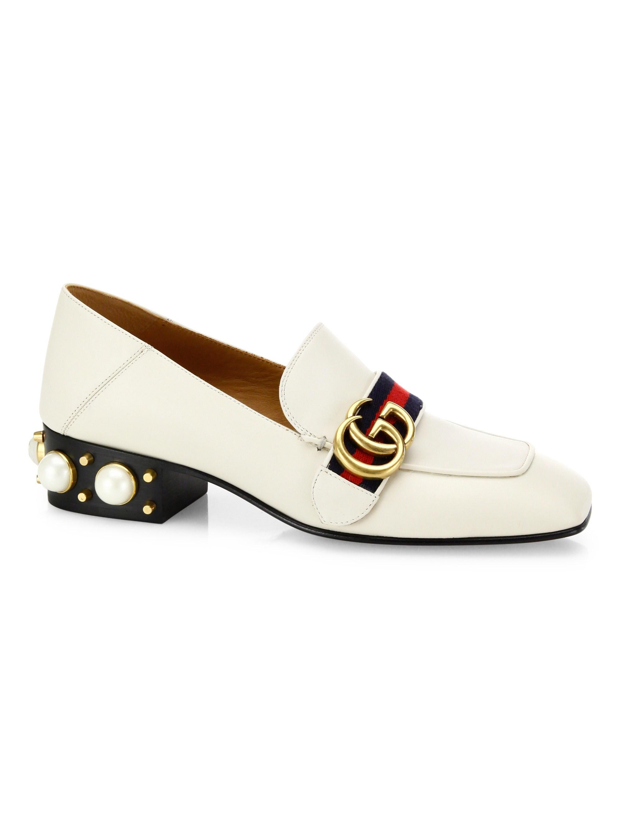 Leather Mid-heel Loafer in White - Save 11% - Lyst