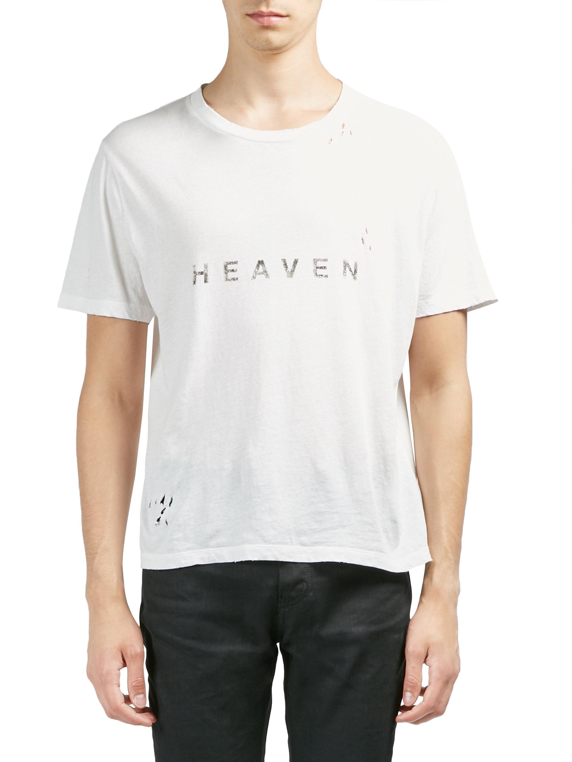Saint Laurent Cotton Heaven Typographic T Shirt In Beige White For Men Lyst