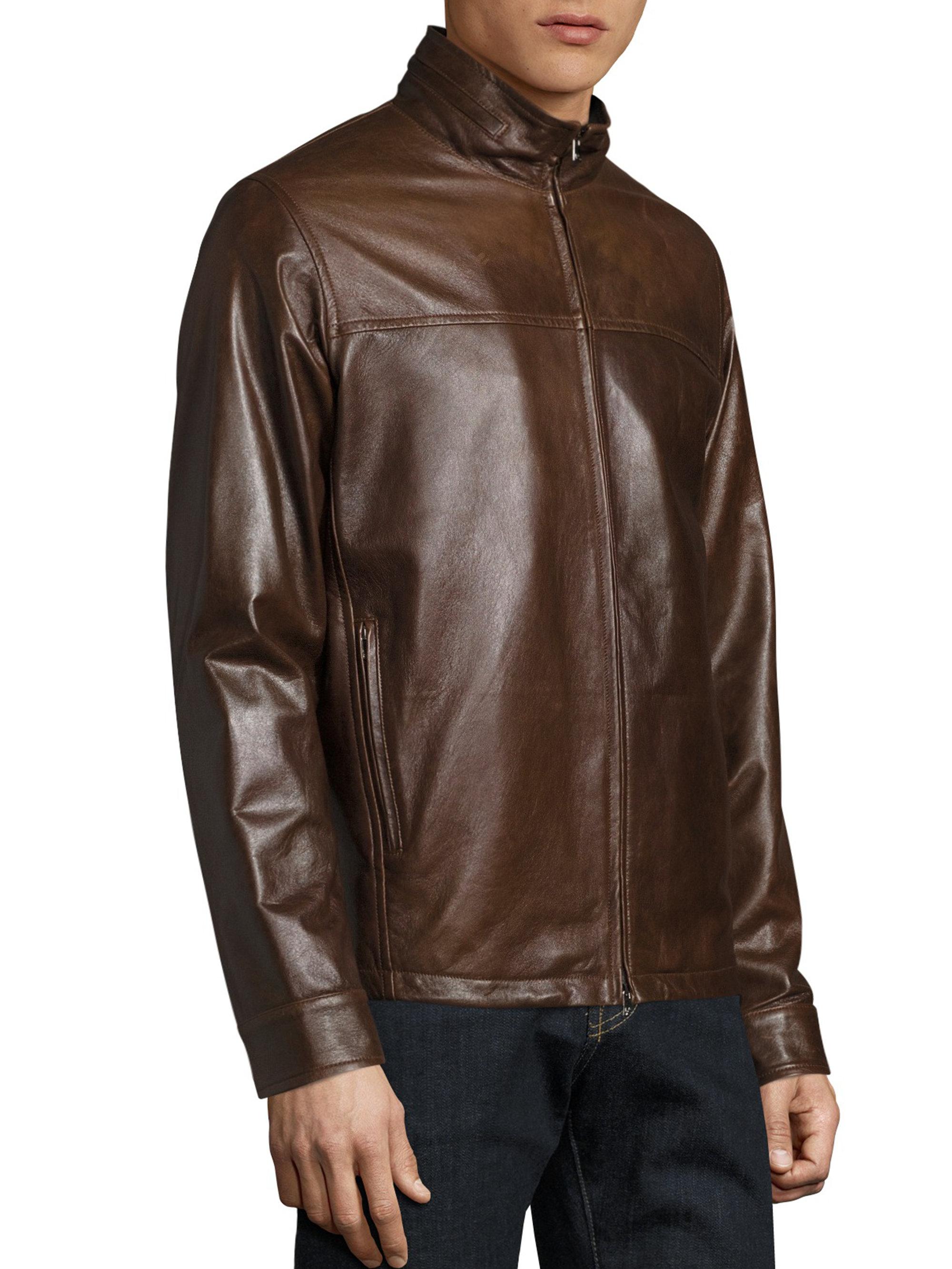 isaia leather jacket