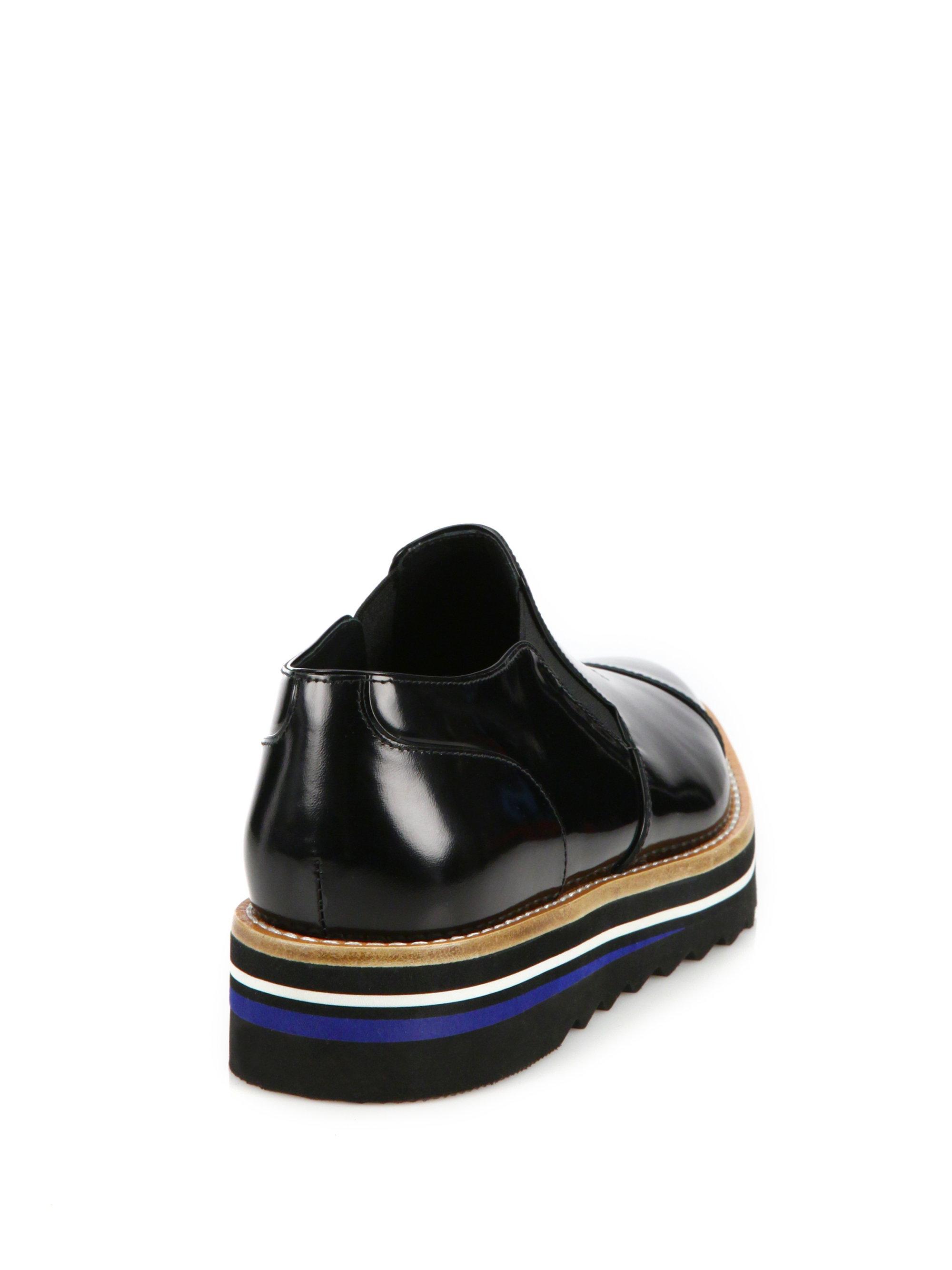 black patent platform loafers