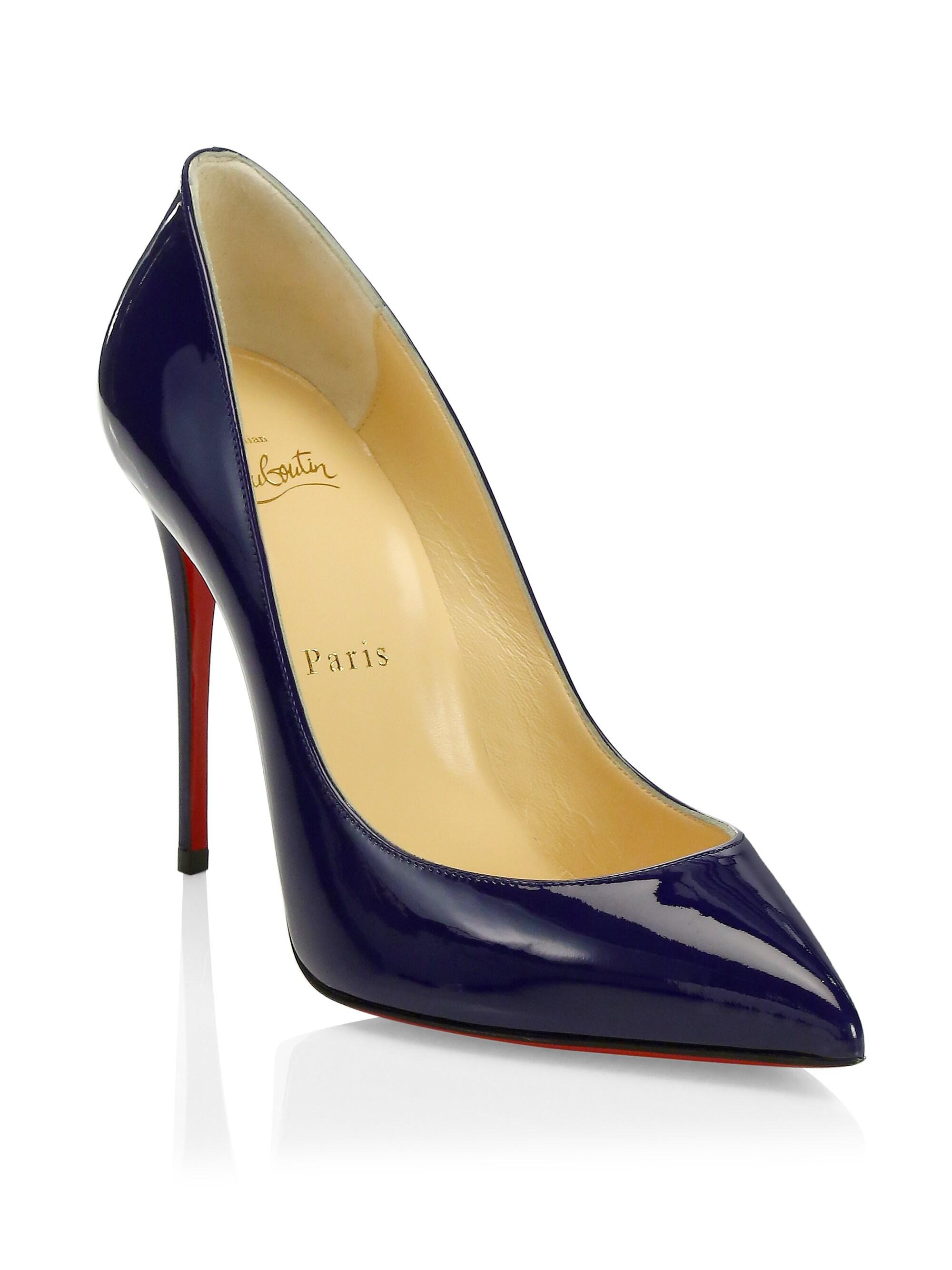 navy patent pumps