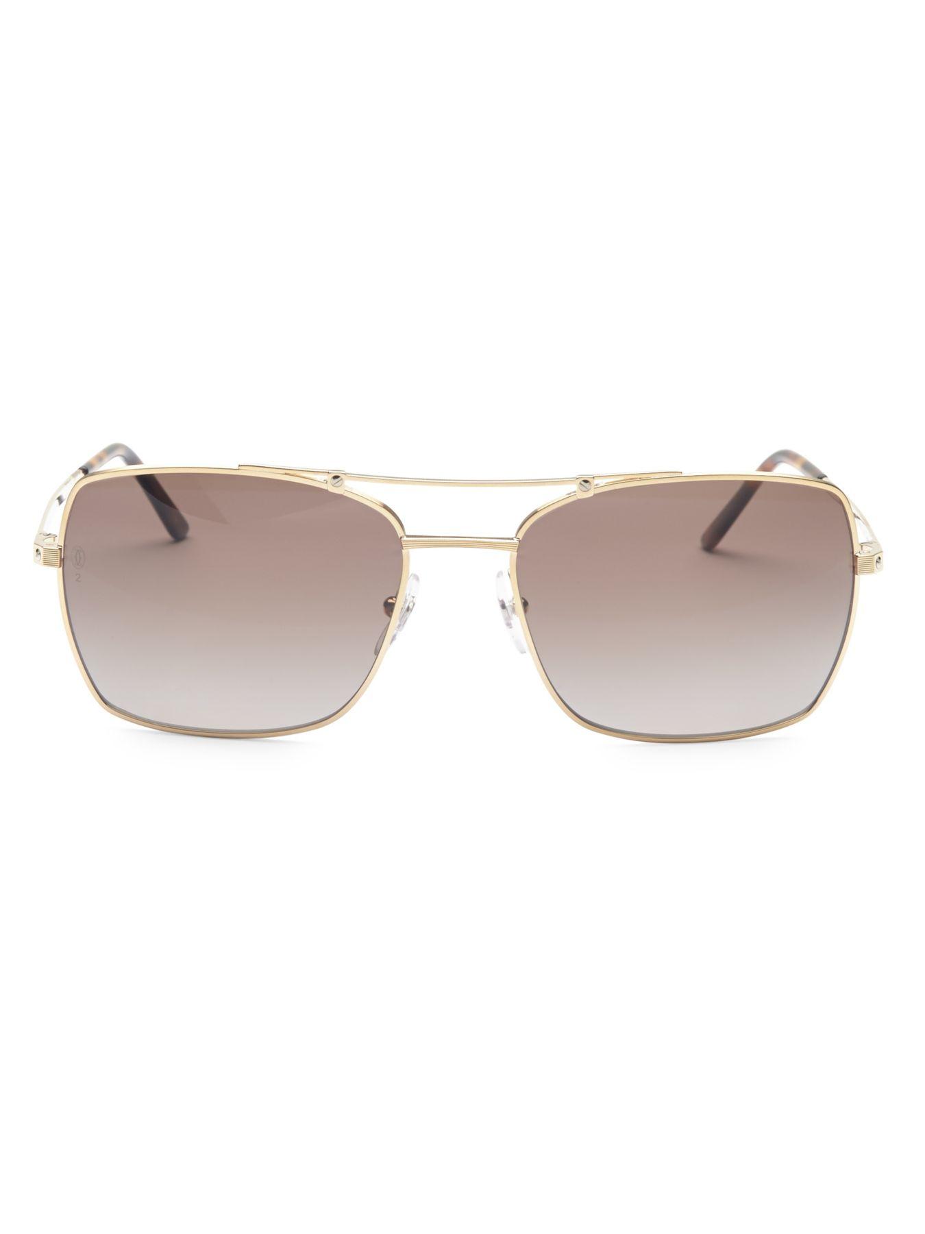 Cartier Santos Rectangular Sunglasses in Gold (Metallic ...