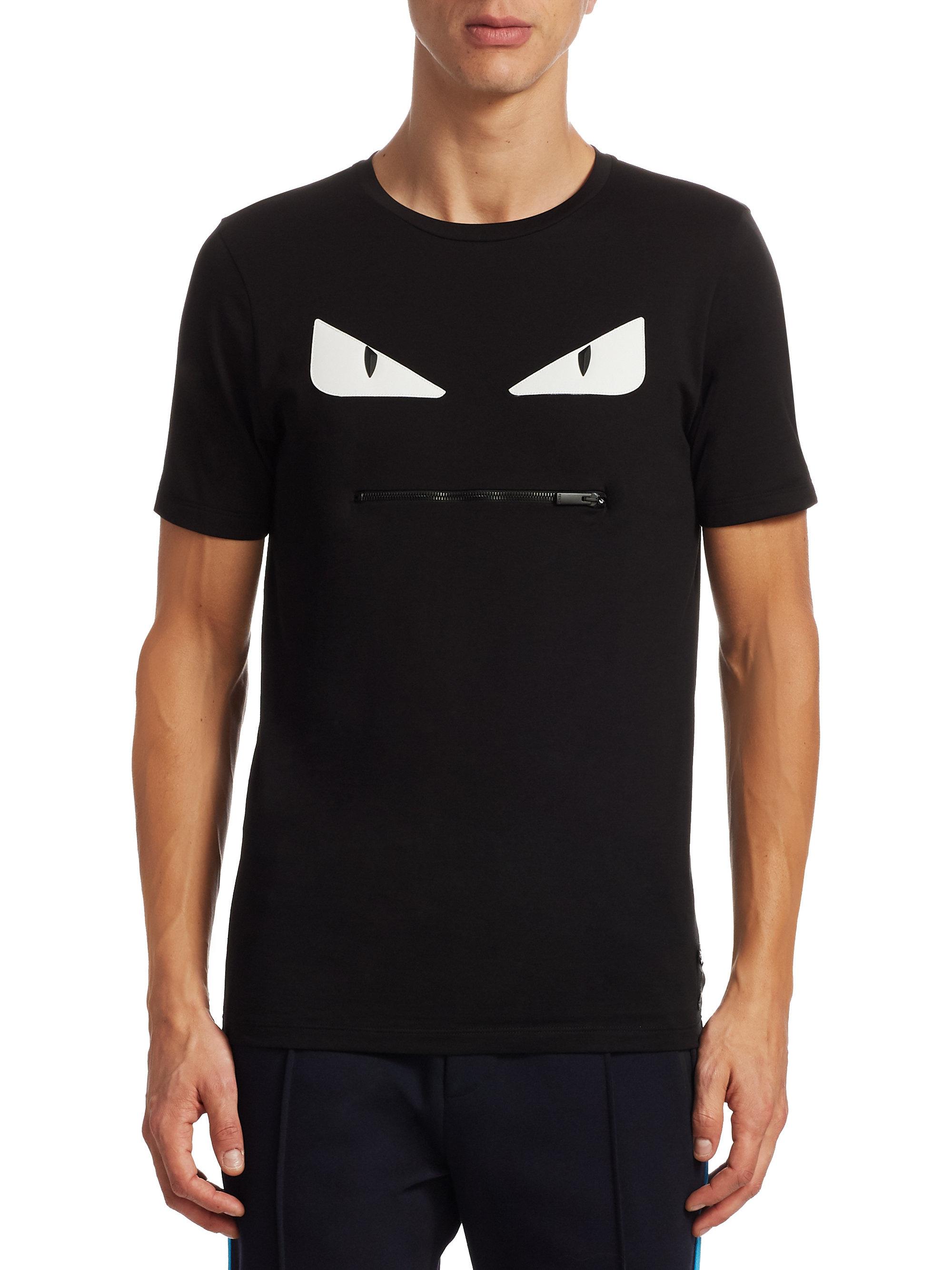 Fendi Cotton Monster Zip Mouth T-shirt 