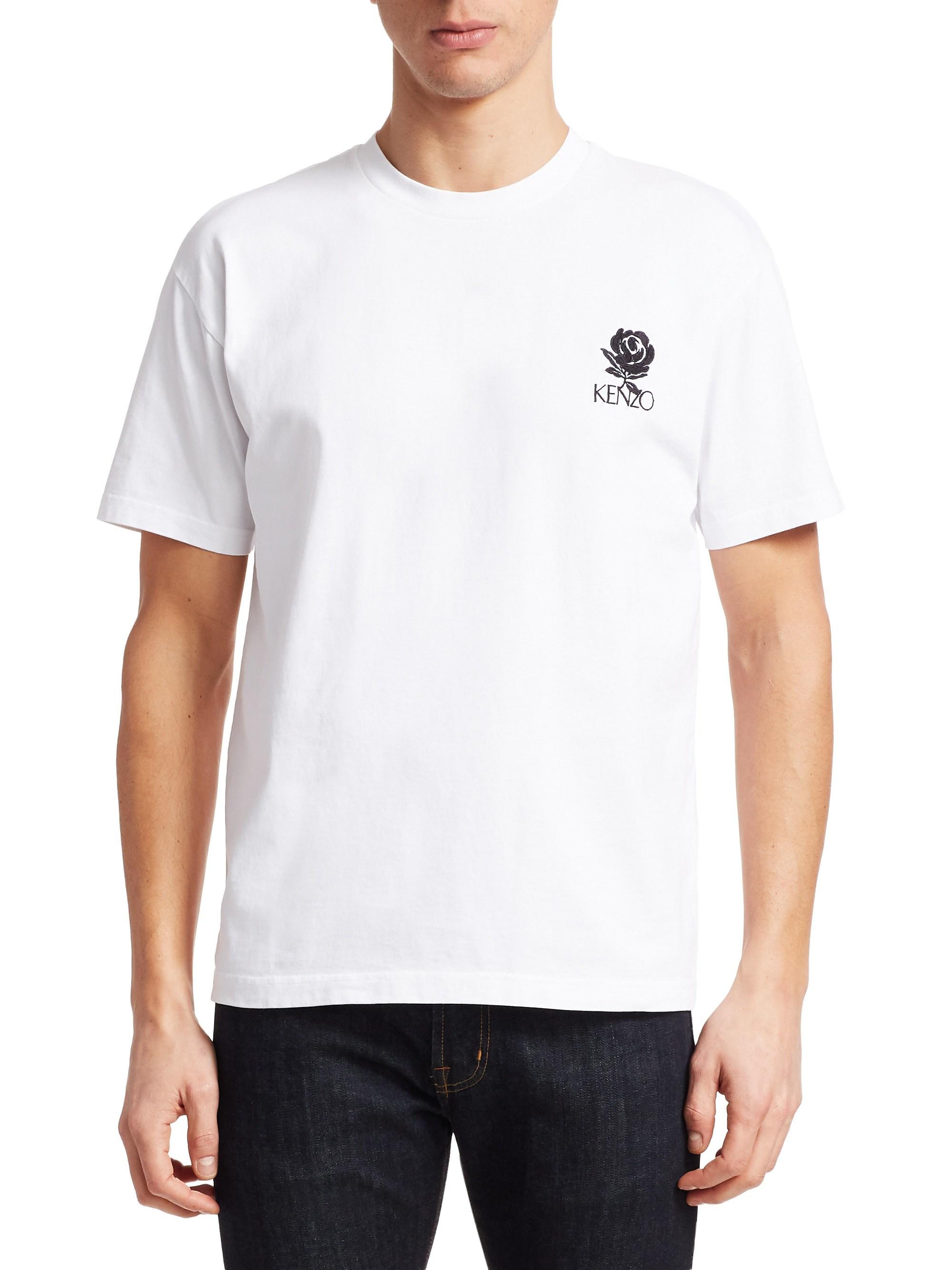 KENZO Rose Crest Cotton Tee in White 
