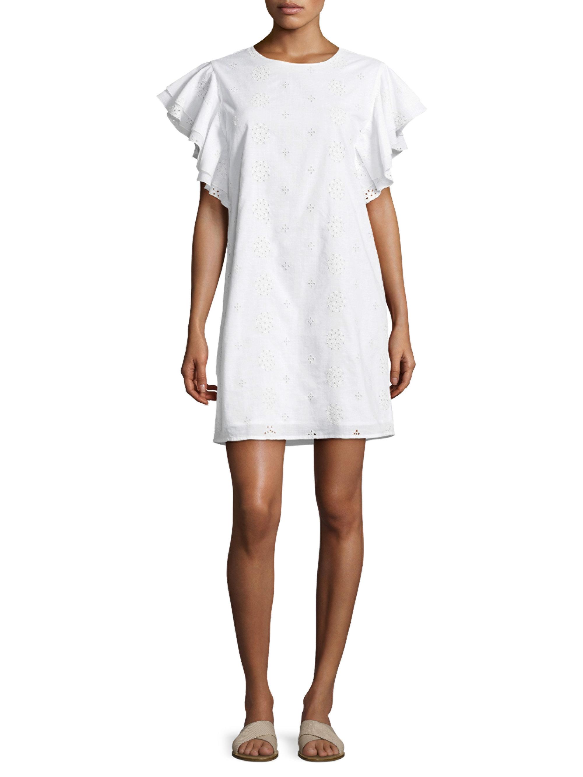 Vineyard Vines Cotton Eyelet Flutter Sleeve Dress in White Lyst