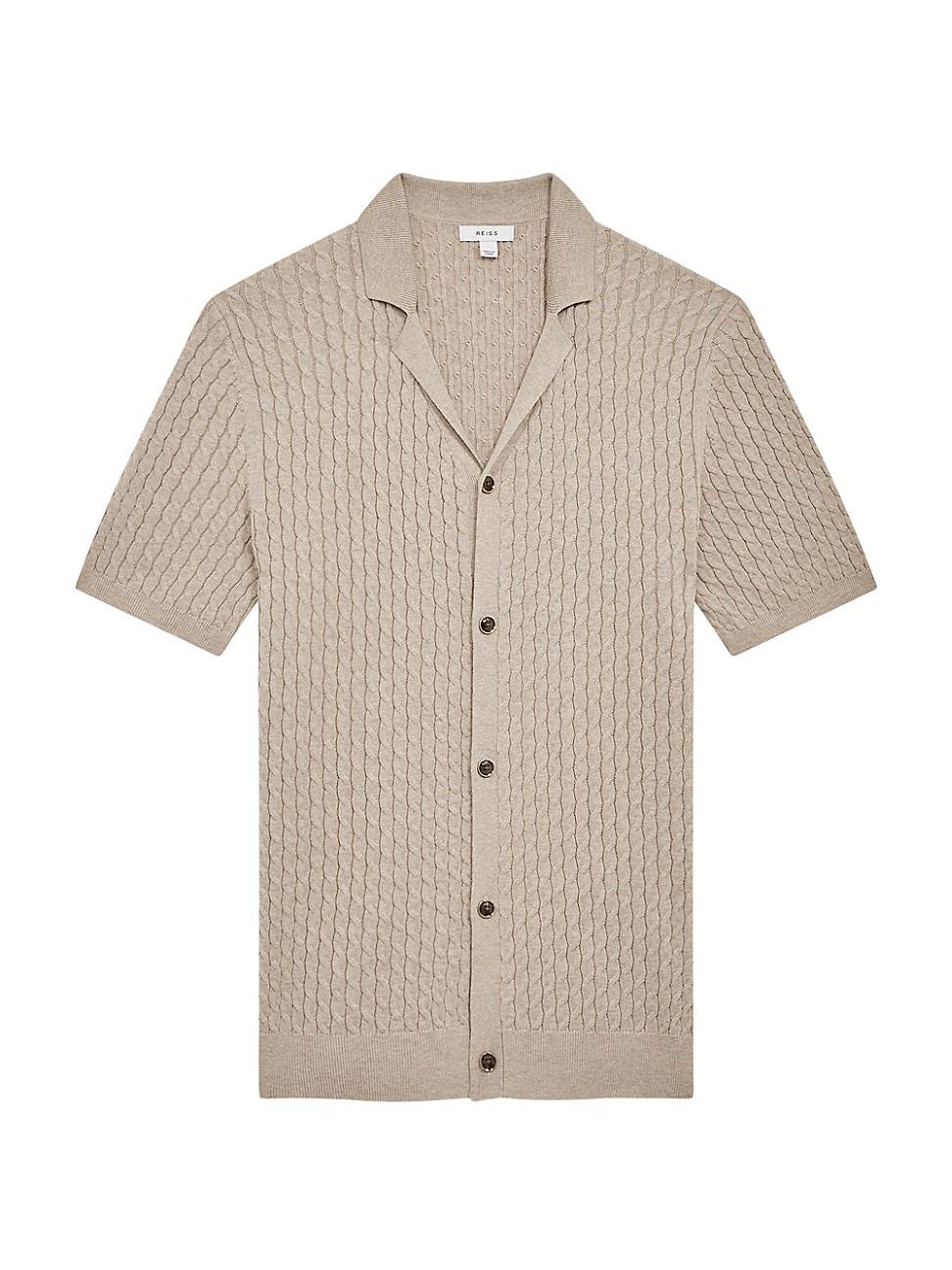 Reiss Grande Cable-knit Shirt in White for Men | Lyst